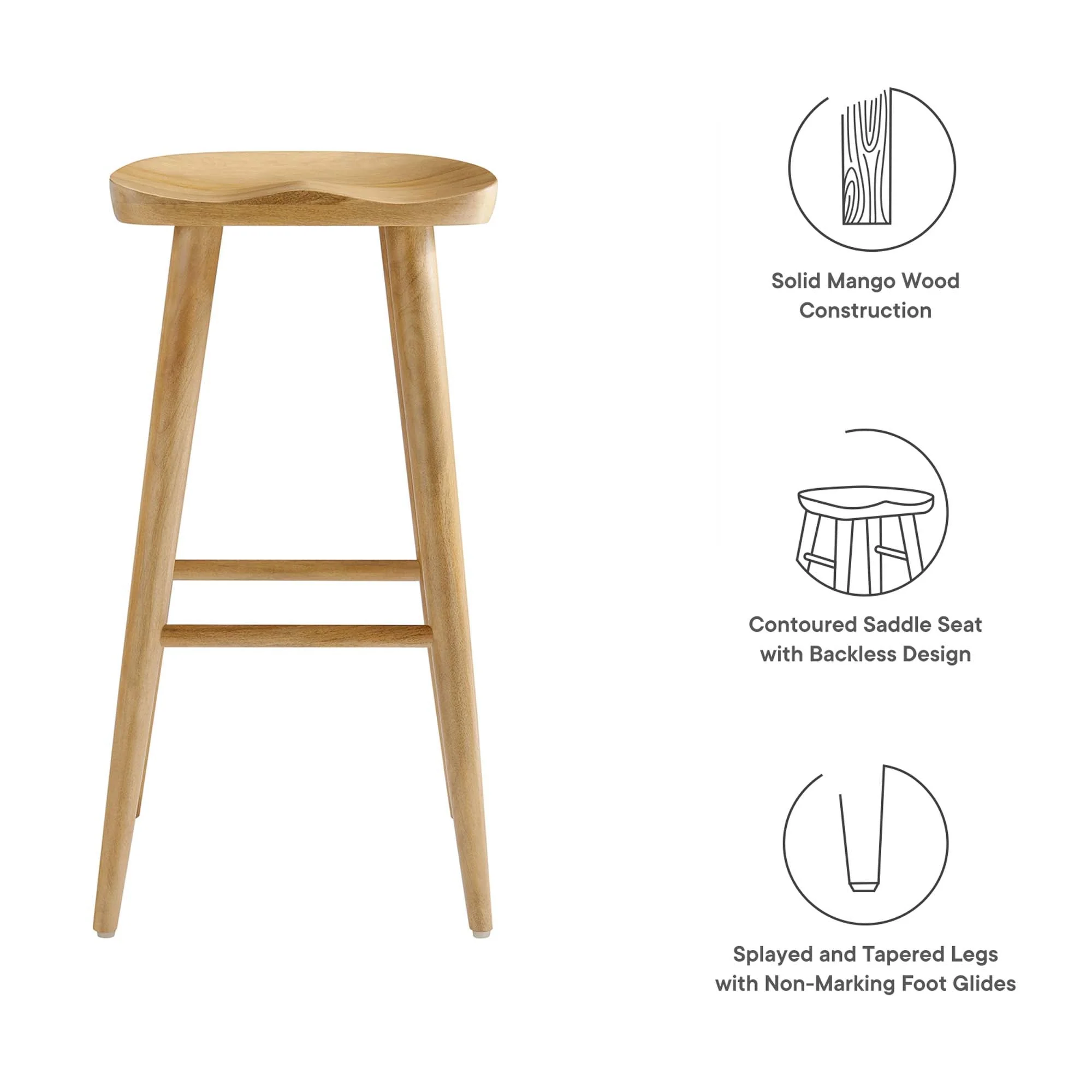 Saville Backless Wood Bar Stools Set of 2 - Image 29