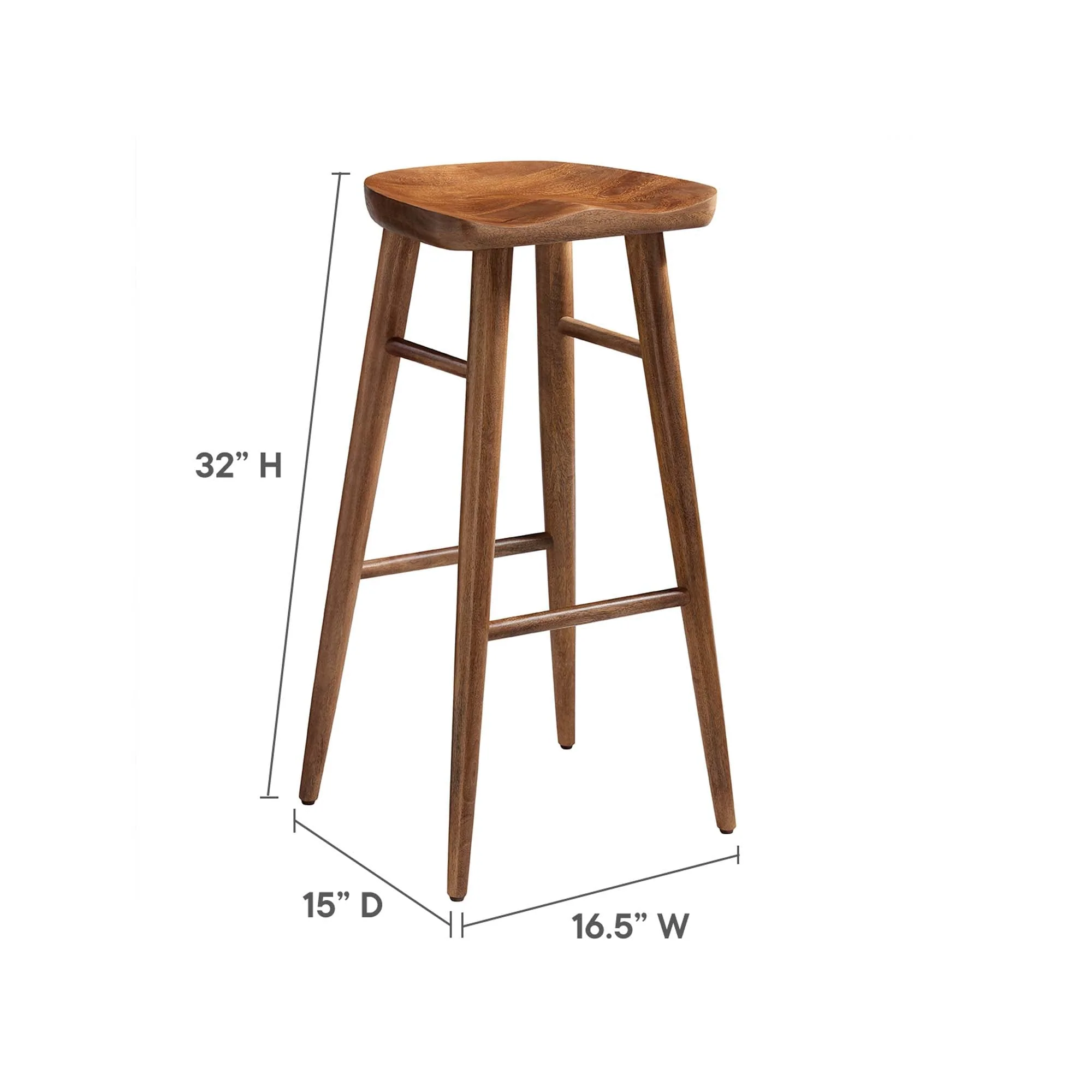 Saville Backless Wood Bar Stools Set of 2 - Image 9