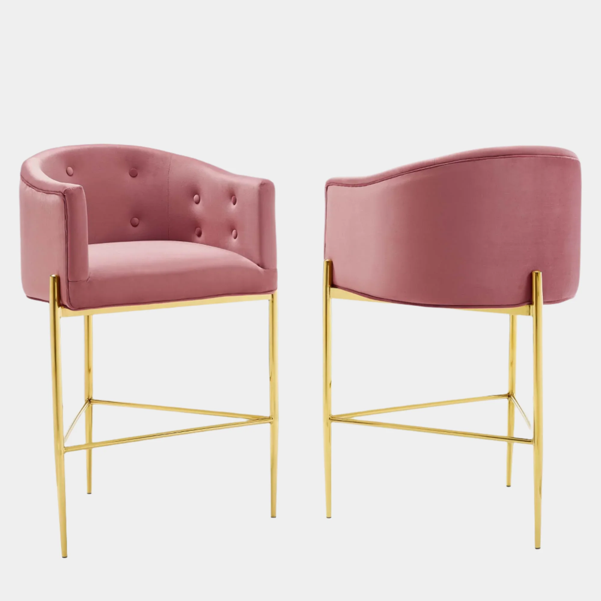 Savour Tufted Performance Velvet Bar Stool Set of 2