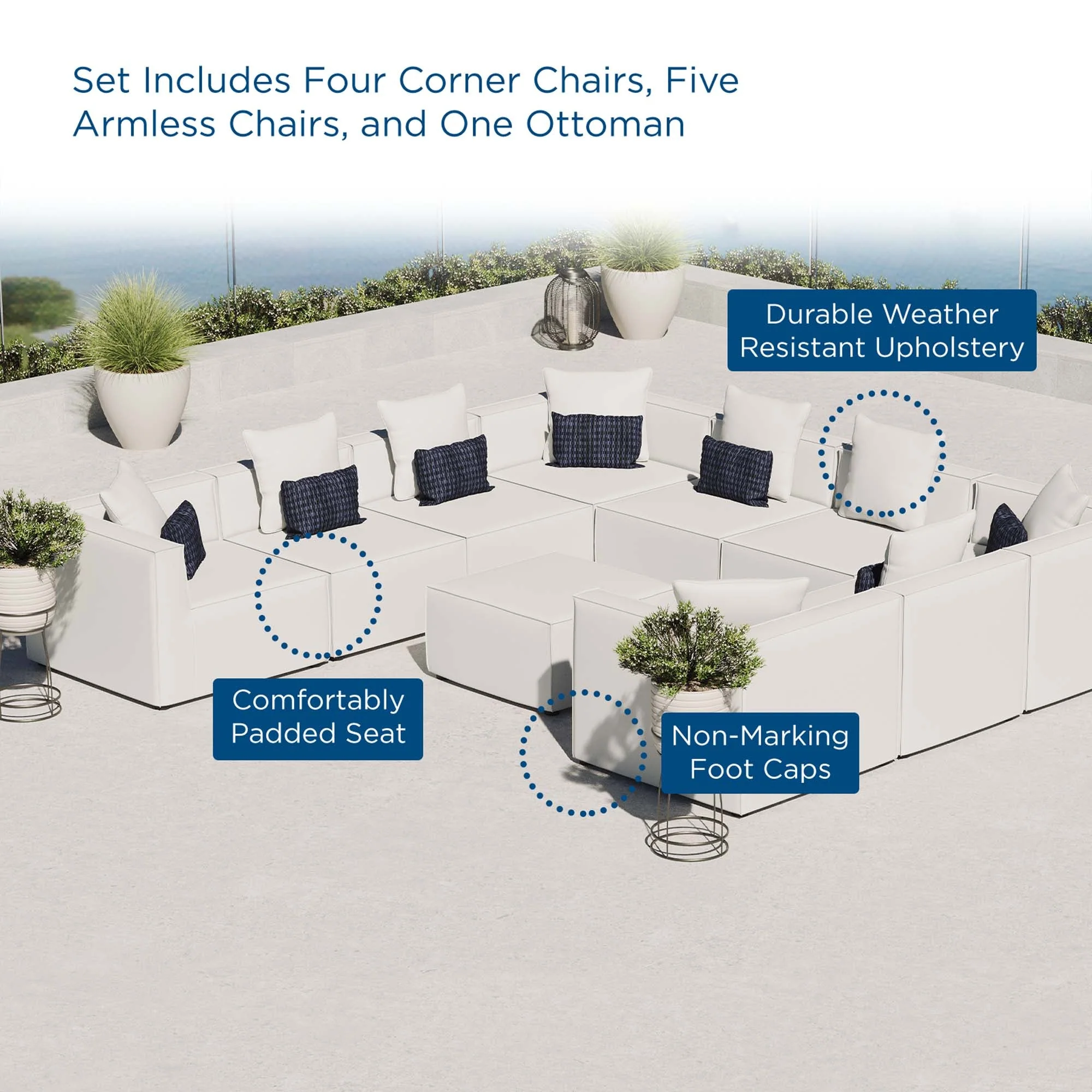 Saybrook 10-Piece Outdoor Patio Upholstered Sectional Sofa - Image 36