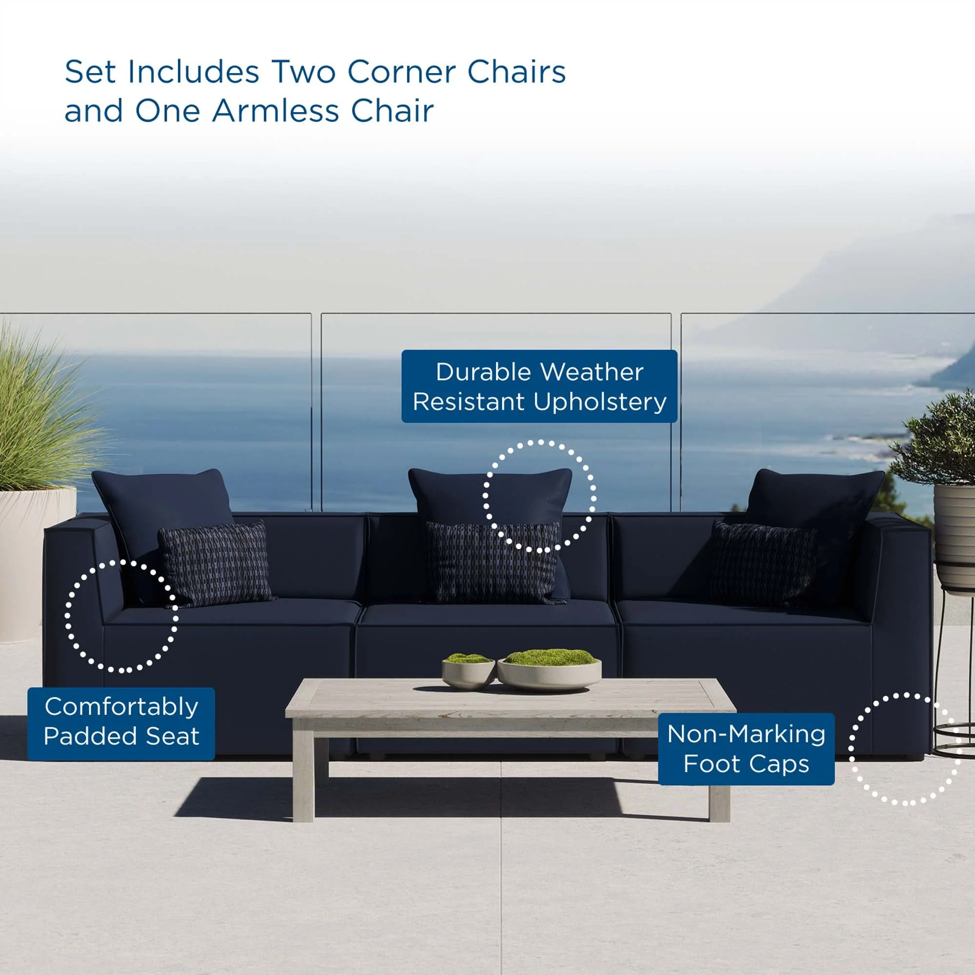 Saybrook 3-Piece Outdoor Patio Upholstered Sectional Sofa - Image 22