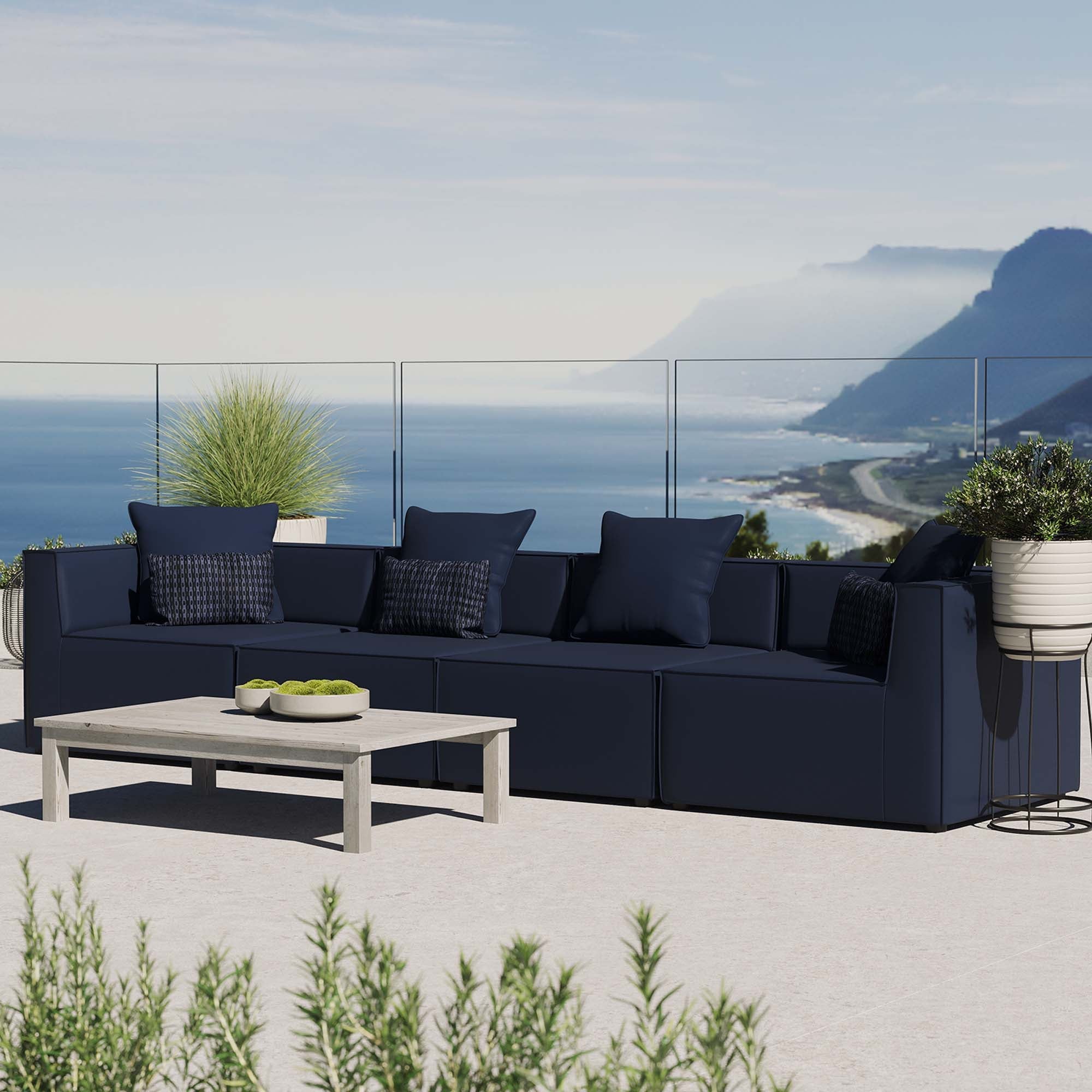 Saybrook 4-Piece Outdoor Patio Upholstered Sectional Sofa - Image 12