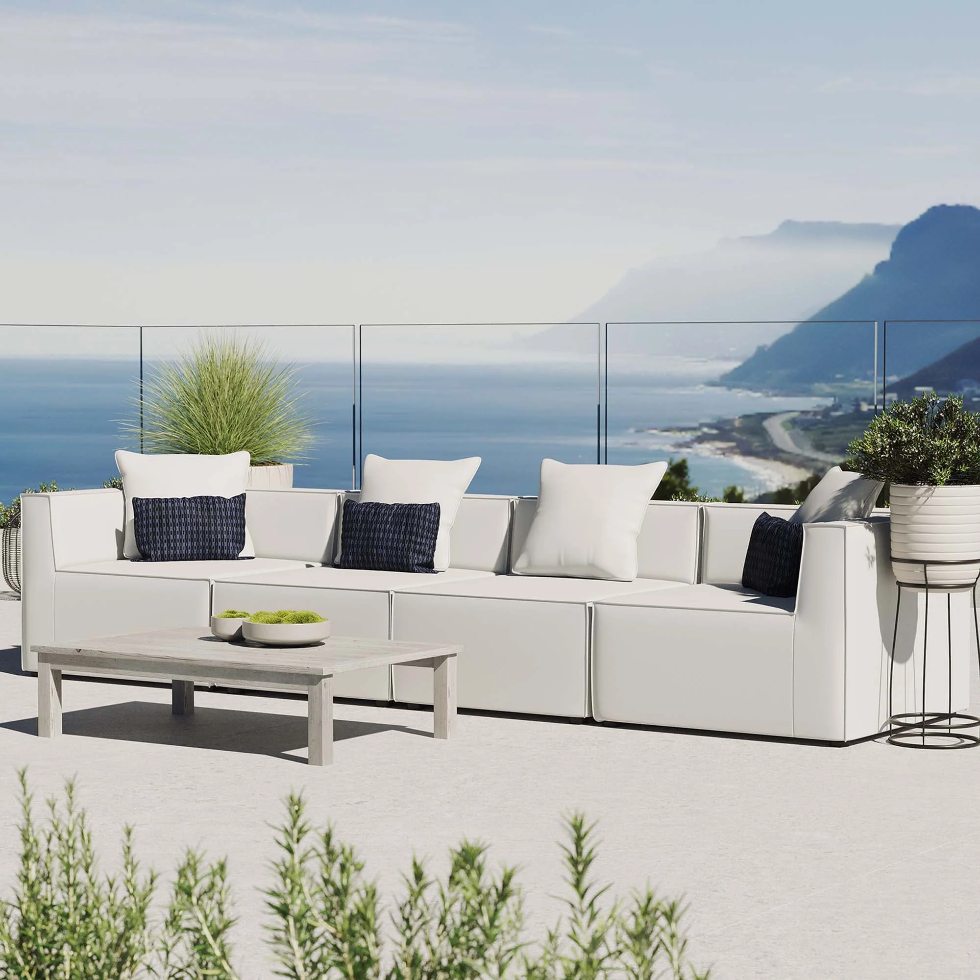 Saybrook 4-Piece Outdoor Patio Upholstered Sectional Sofa - Image 22