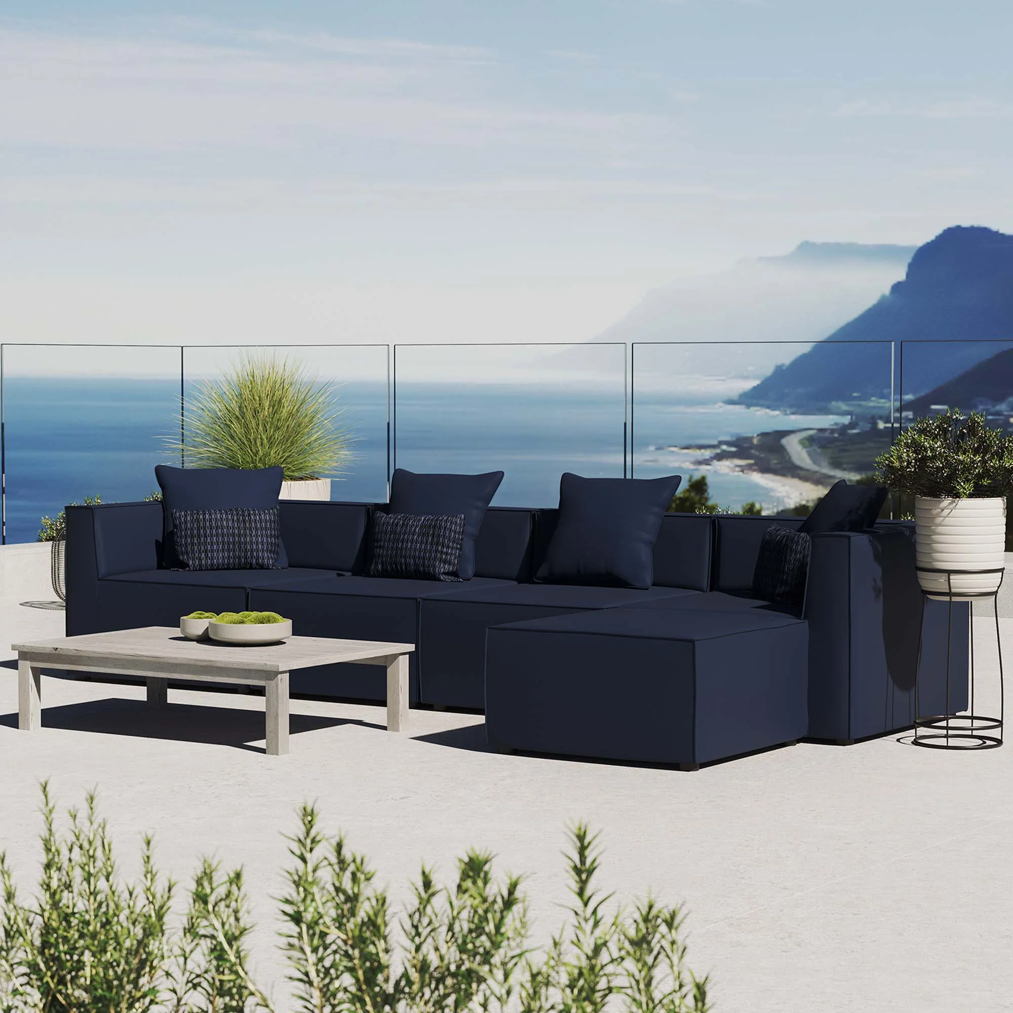 Saybrook 5-Piece Outdoor Patio Upholstered Sectional Sofa - Image 14