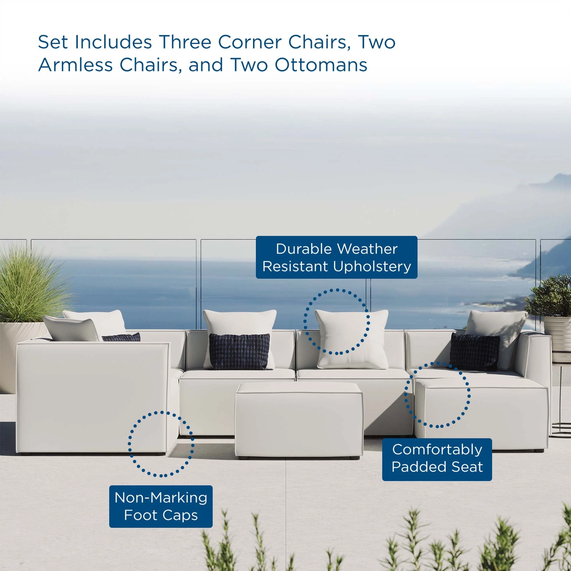 Saybrook 7-Piece Outdoor Patio Upholstered Sectional Sofa - Image 39