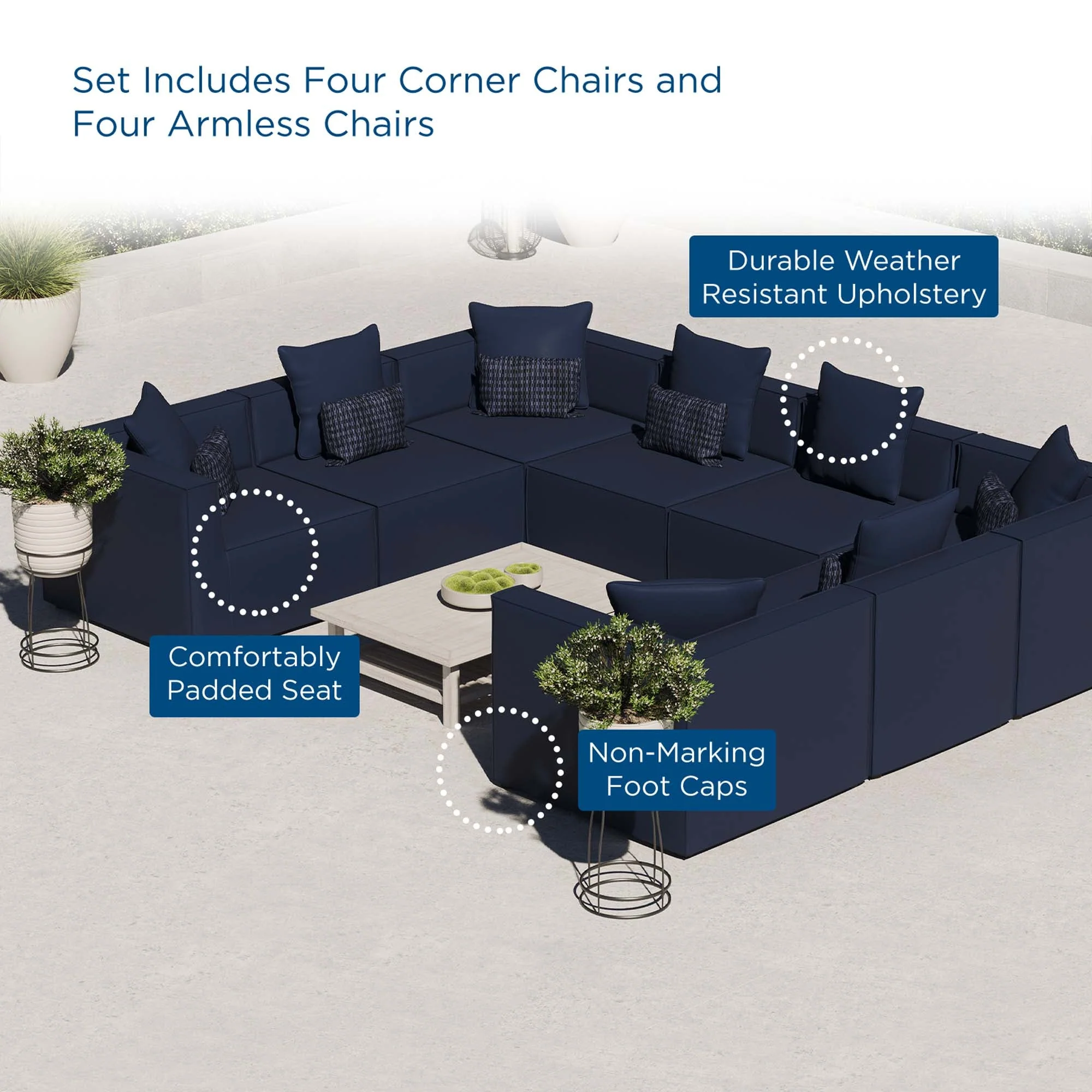 Saybrook 8-Piece Outdoor Patio Upholstered Sectional Sofa - Image 20