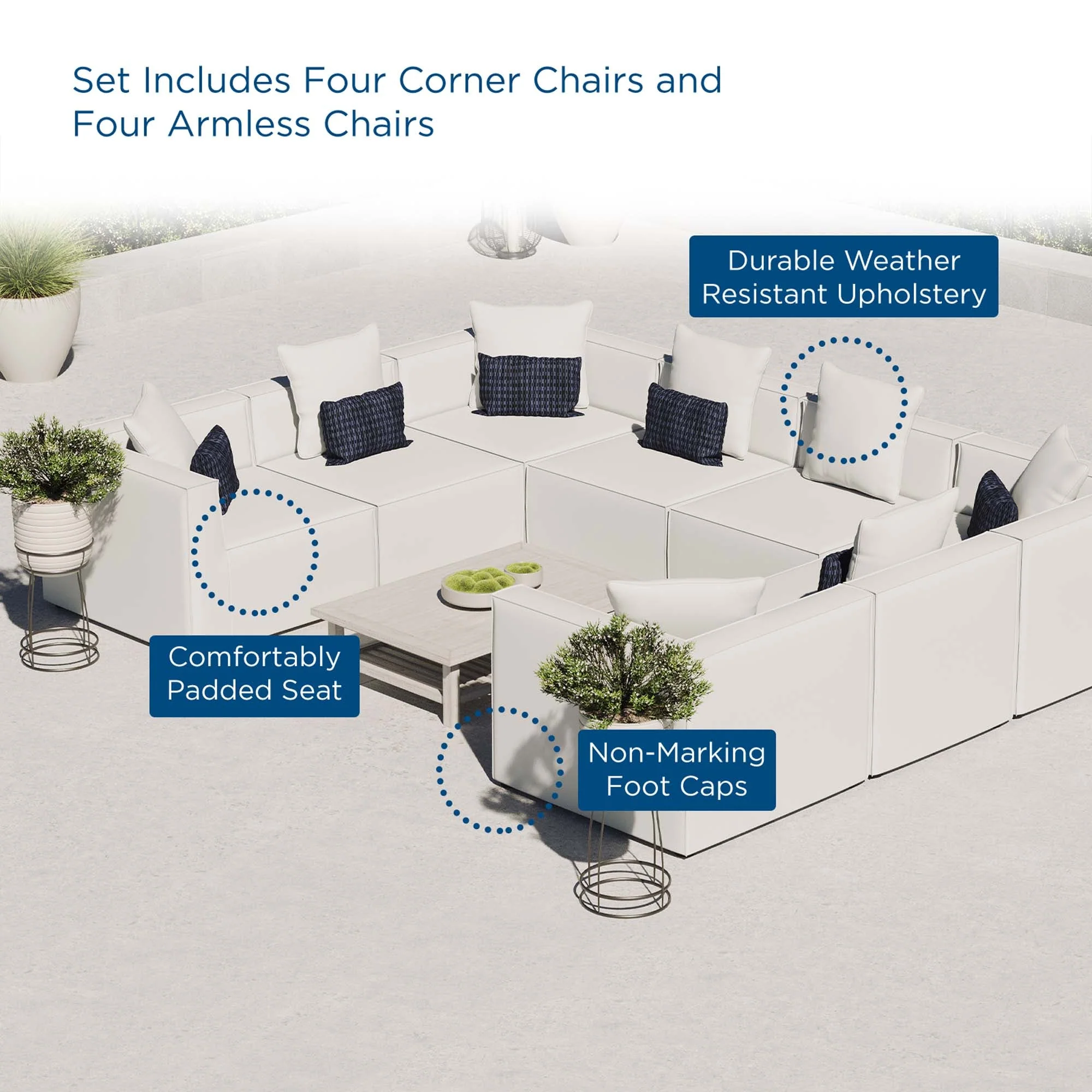 Saybrook 8-Piece Outdoor Patio Upholstered Sectional Sofa - Image 30