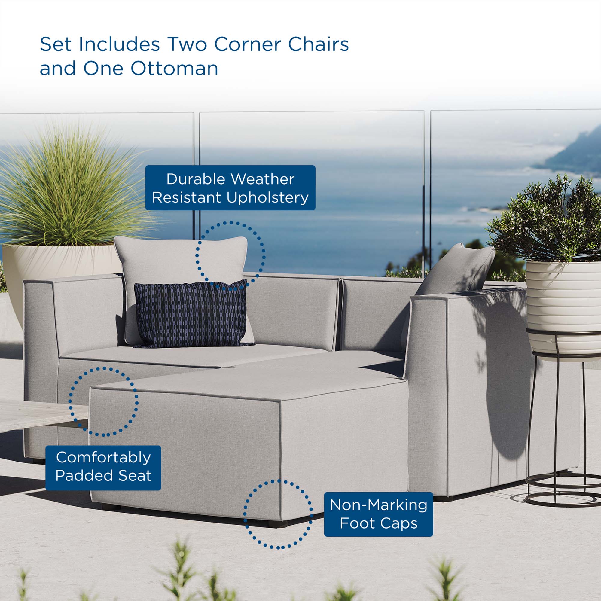 Saybrook Outdoor Patio Upholstered Loveseat and Ottoman Set - Image 10