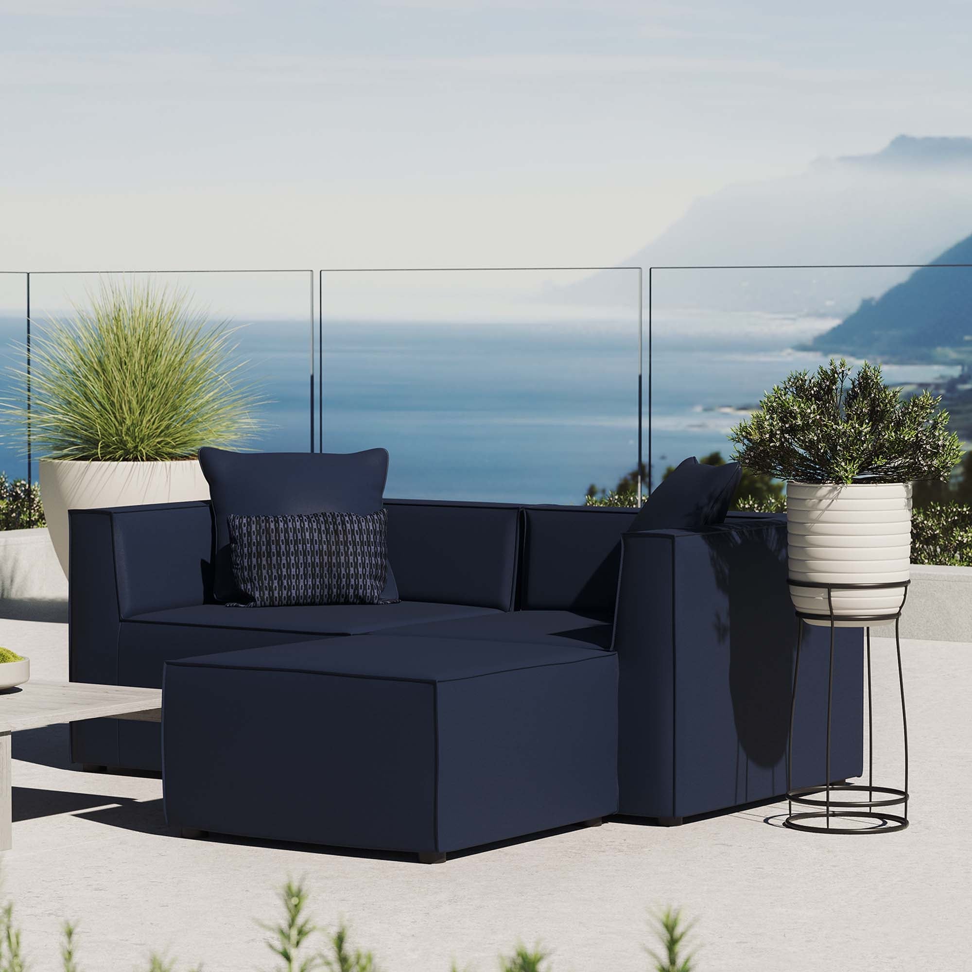 Saybrook Outdoor Patio Upholstered Loveseat and Ottoman Set - Image 12