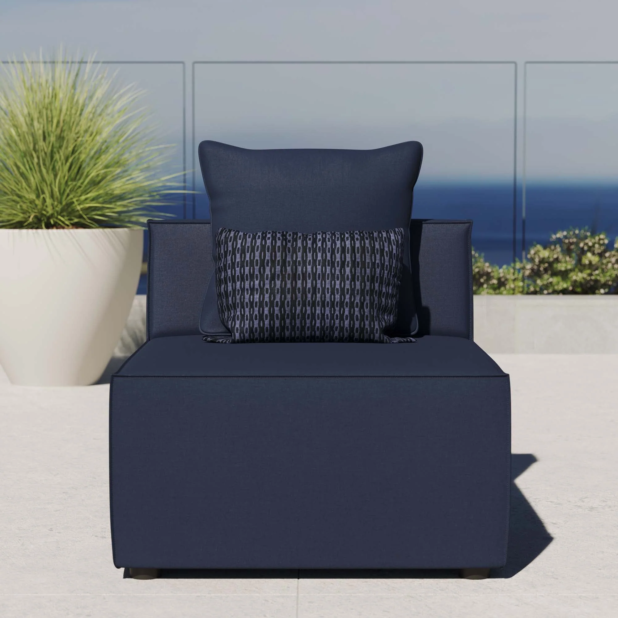 Saybrook Outdoor Patio Upholstered Sectional Sofa Armless Chair - Image 9