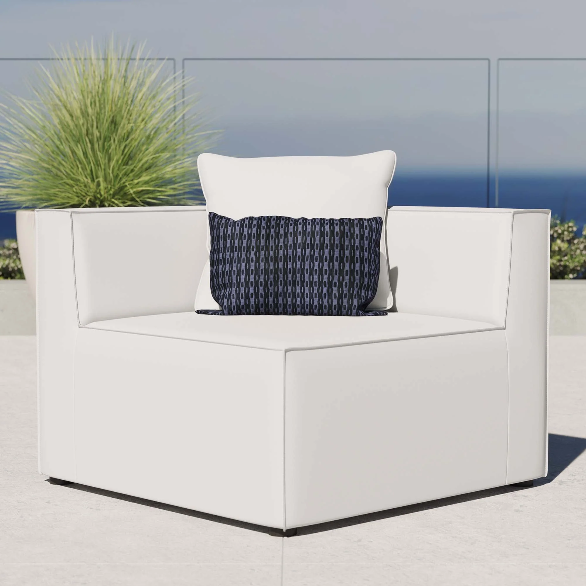 Saybrook Outdoor Patio Upholstered Sectional Sofa Corner Chair - Image 16