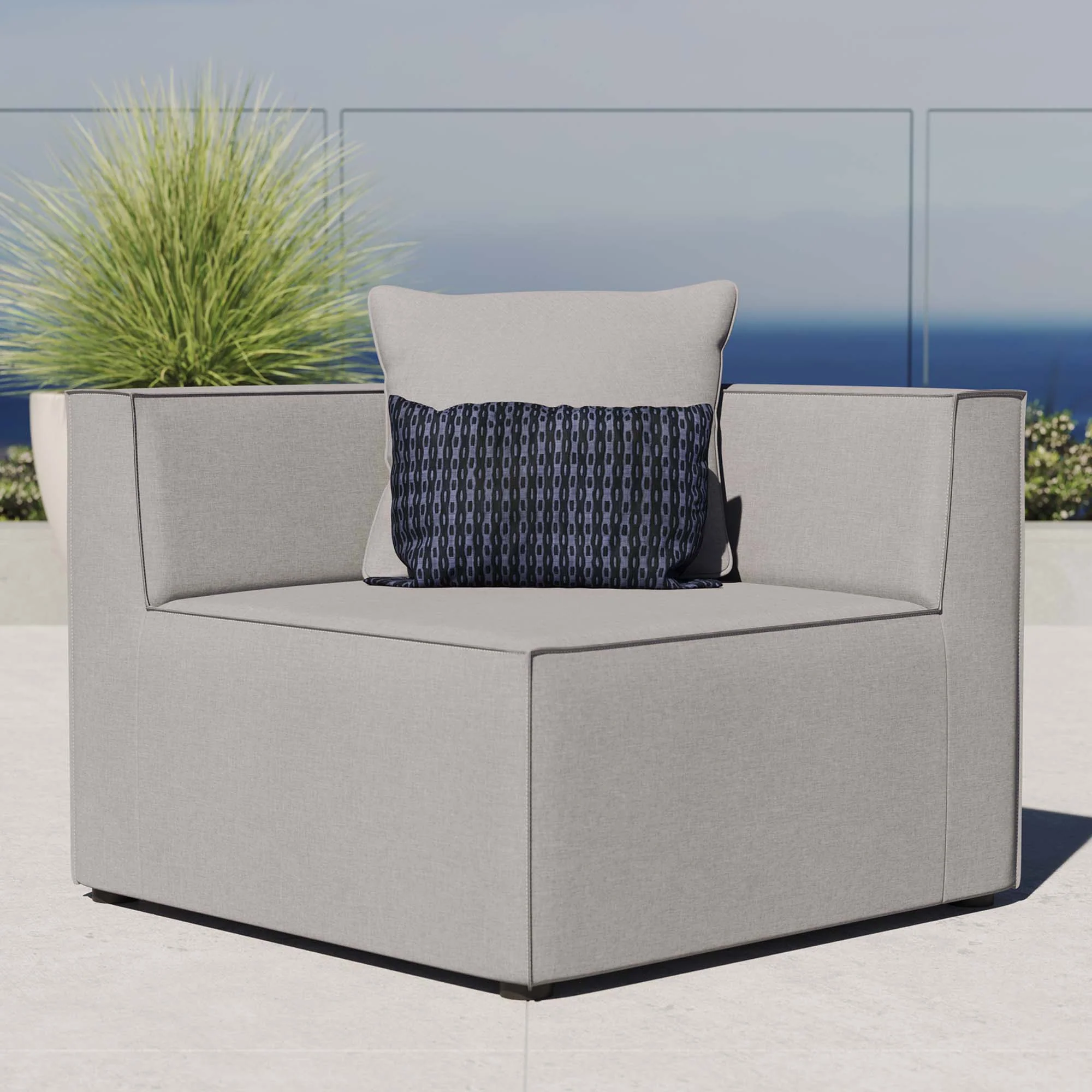 Saybrook Outdoor Patio Upholstered Sectional Sofa Corner Chair - Image 2