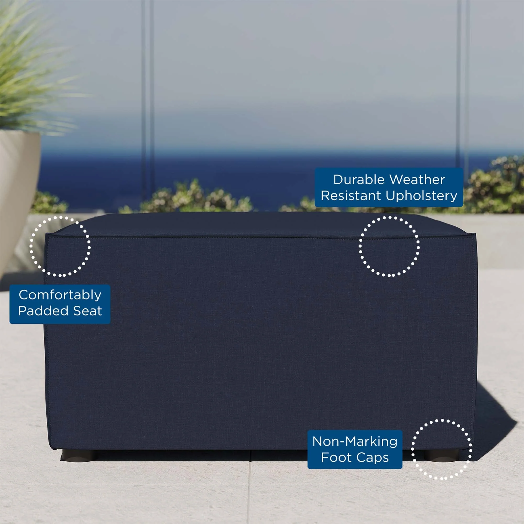 Saybrook Outdoor Patio Upholstered Sectional Sofa Ottoman - Image 12