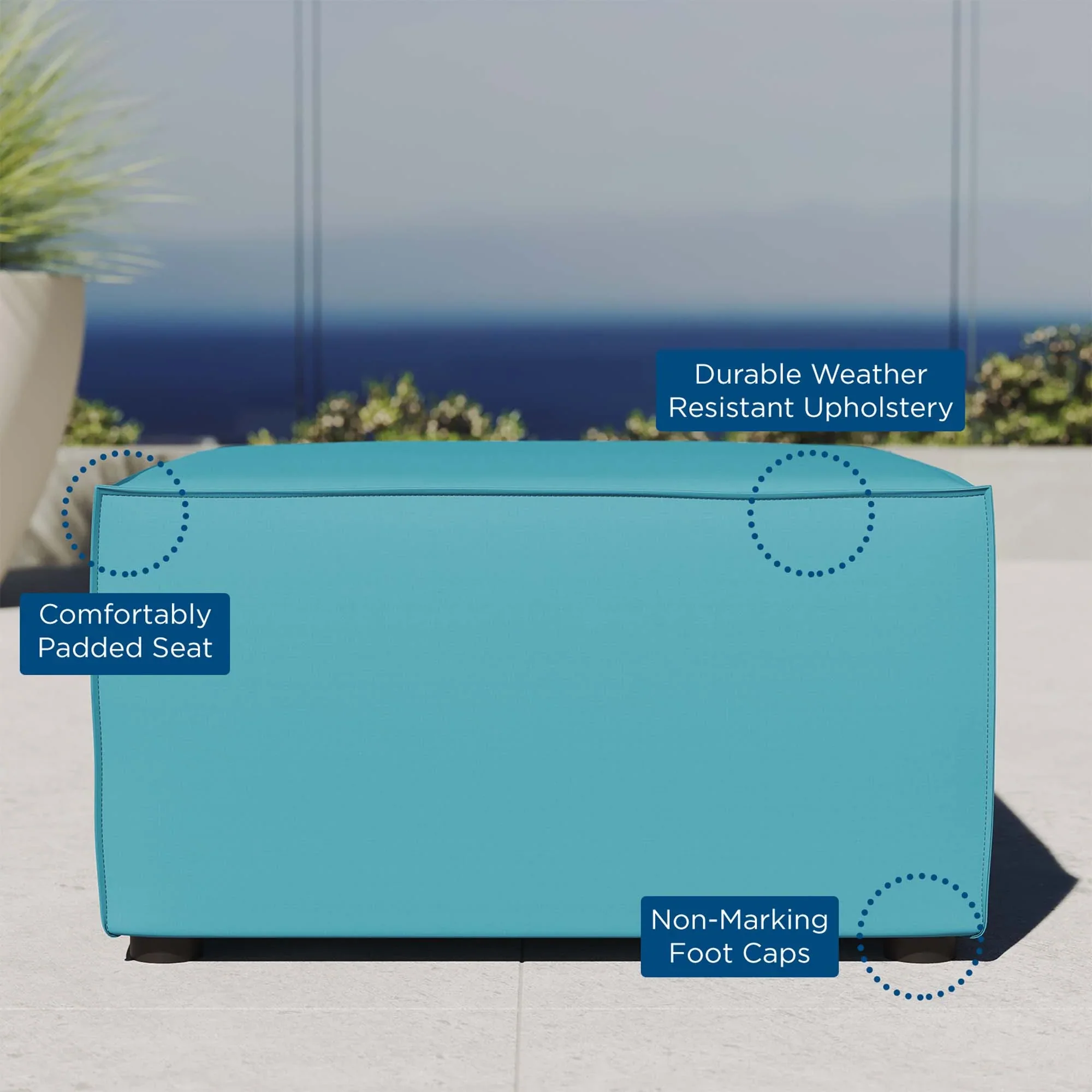 Saybrook Outdoor Patio Upholstered Sectional Sofa Ottoman - Image 14