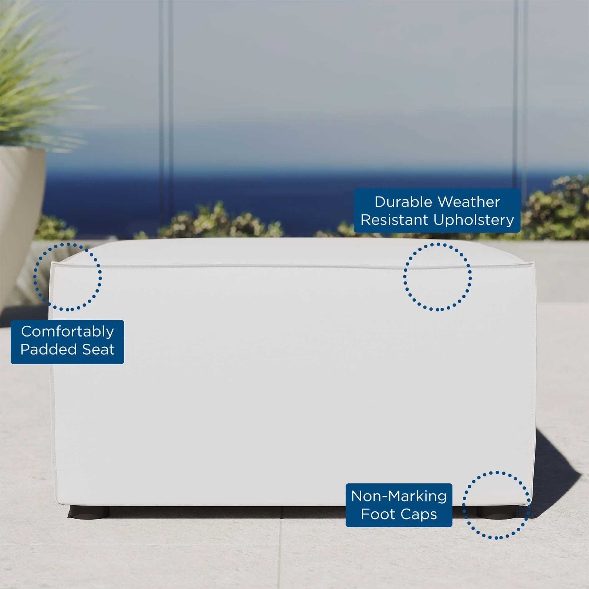 Saybrook Outdoor Patio Upholstered Sectional Sofa Ottoman - Image 23