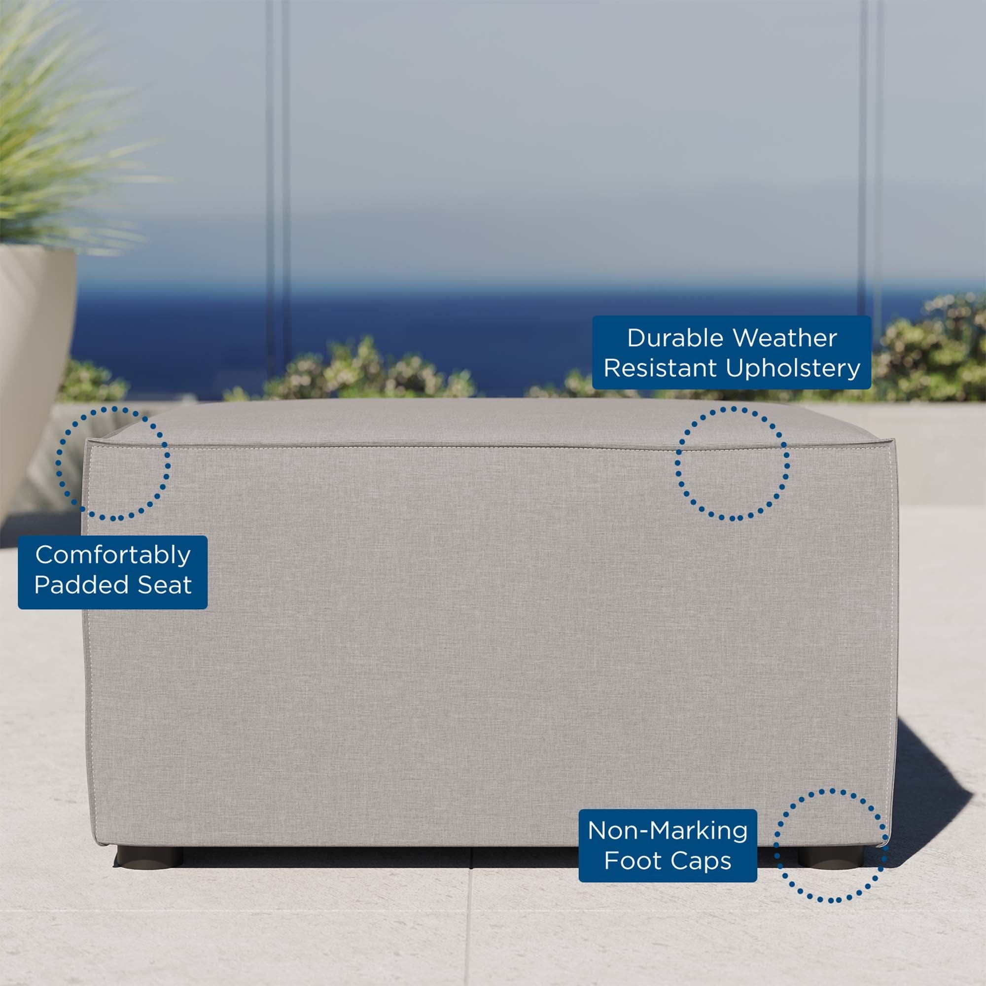 Saybrook Outdoor Patio Upholstered Sectional Sofa Ottoman - Image 6