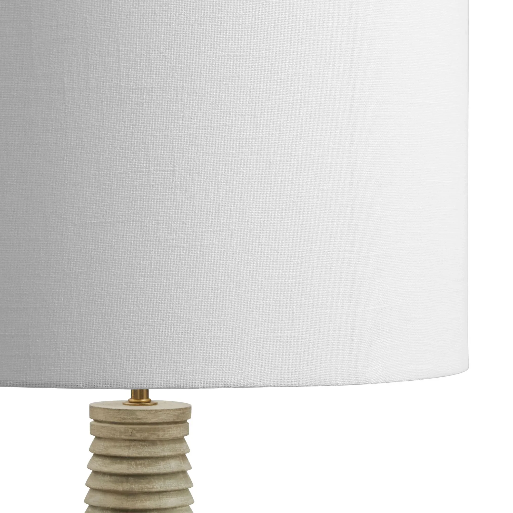 Saylor Carved Ribbed Wood Floor Lamp With Drum Shade in White Gray - Image 6