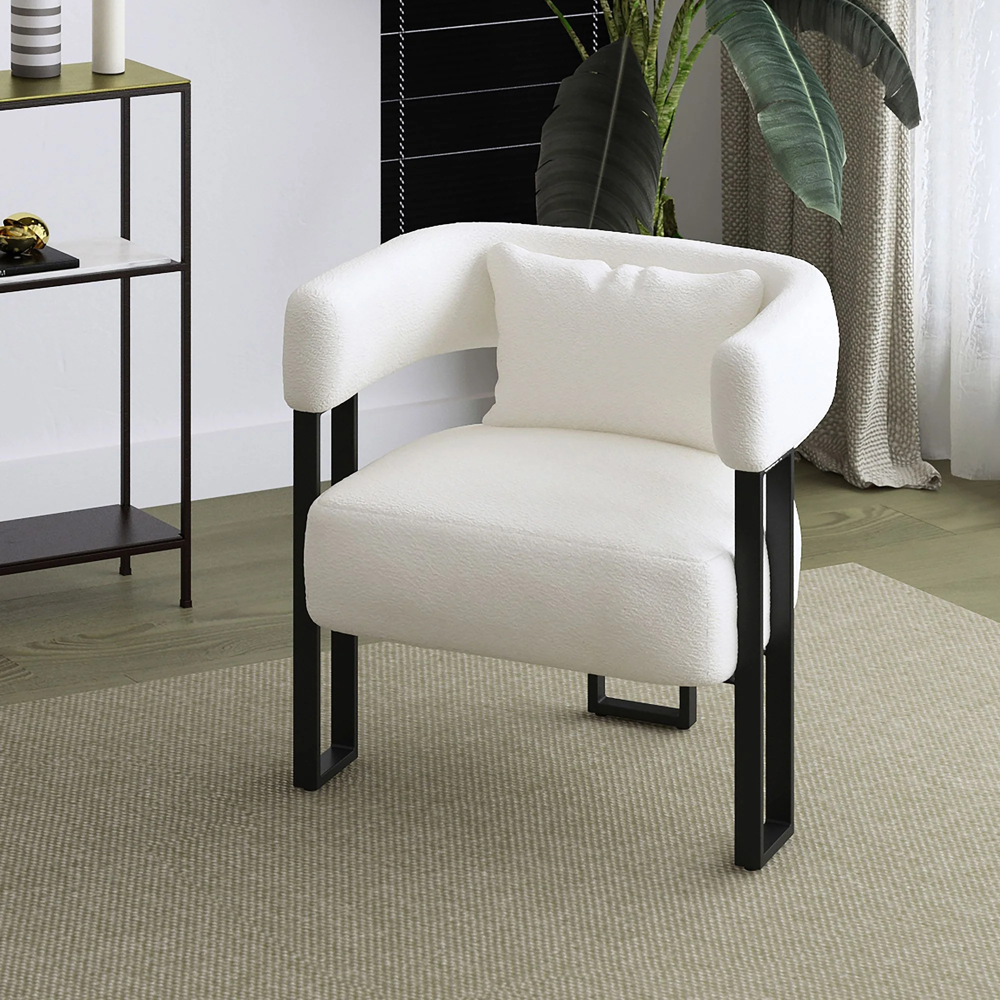 Scarlet Accent Chair in Ivory Boucle and Black - Image 2