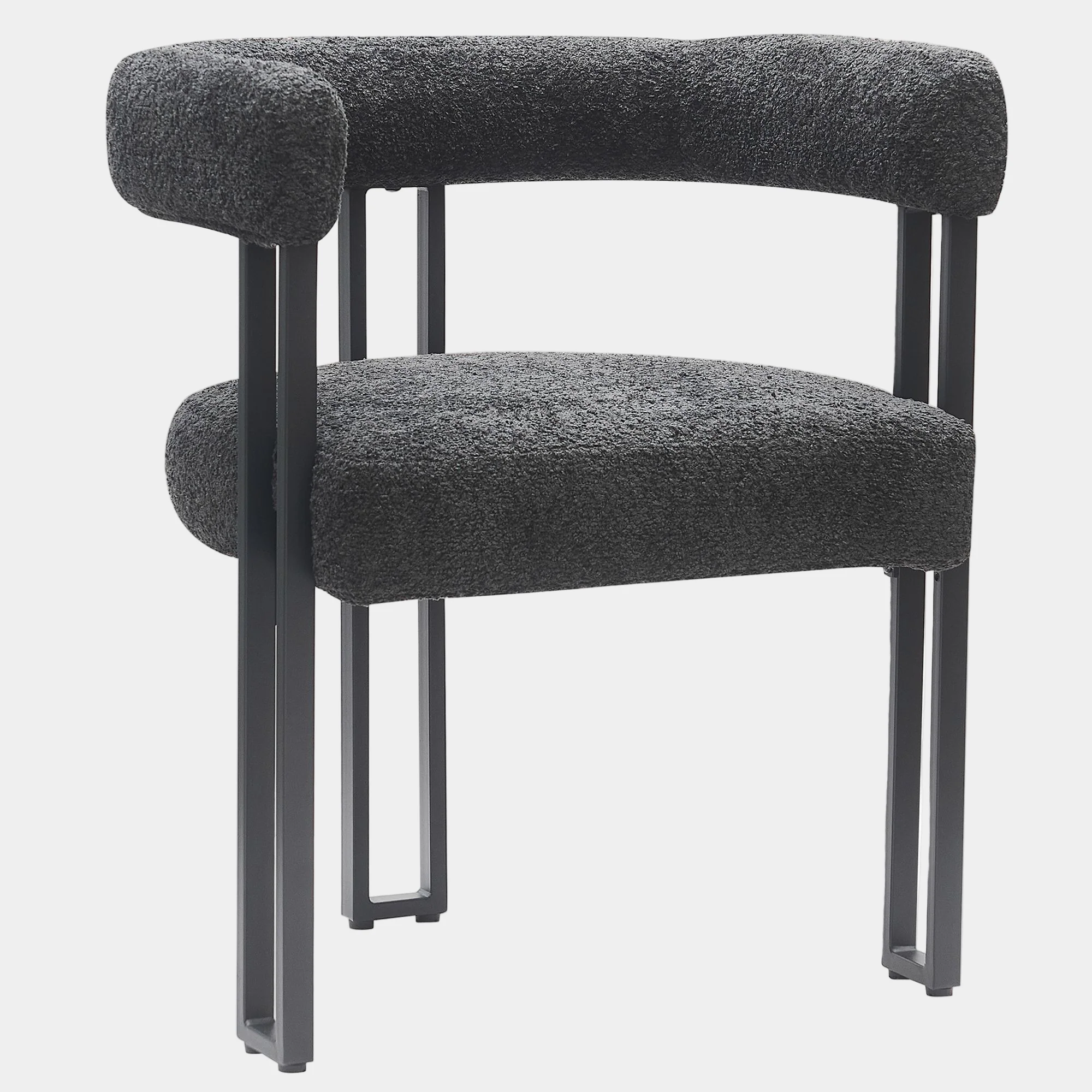Scarlet Dining Chair, set of 2, in Charcoal Boucle and Black