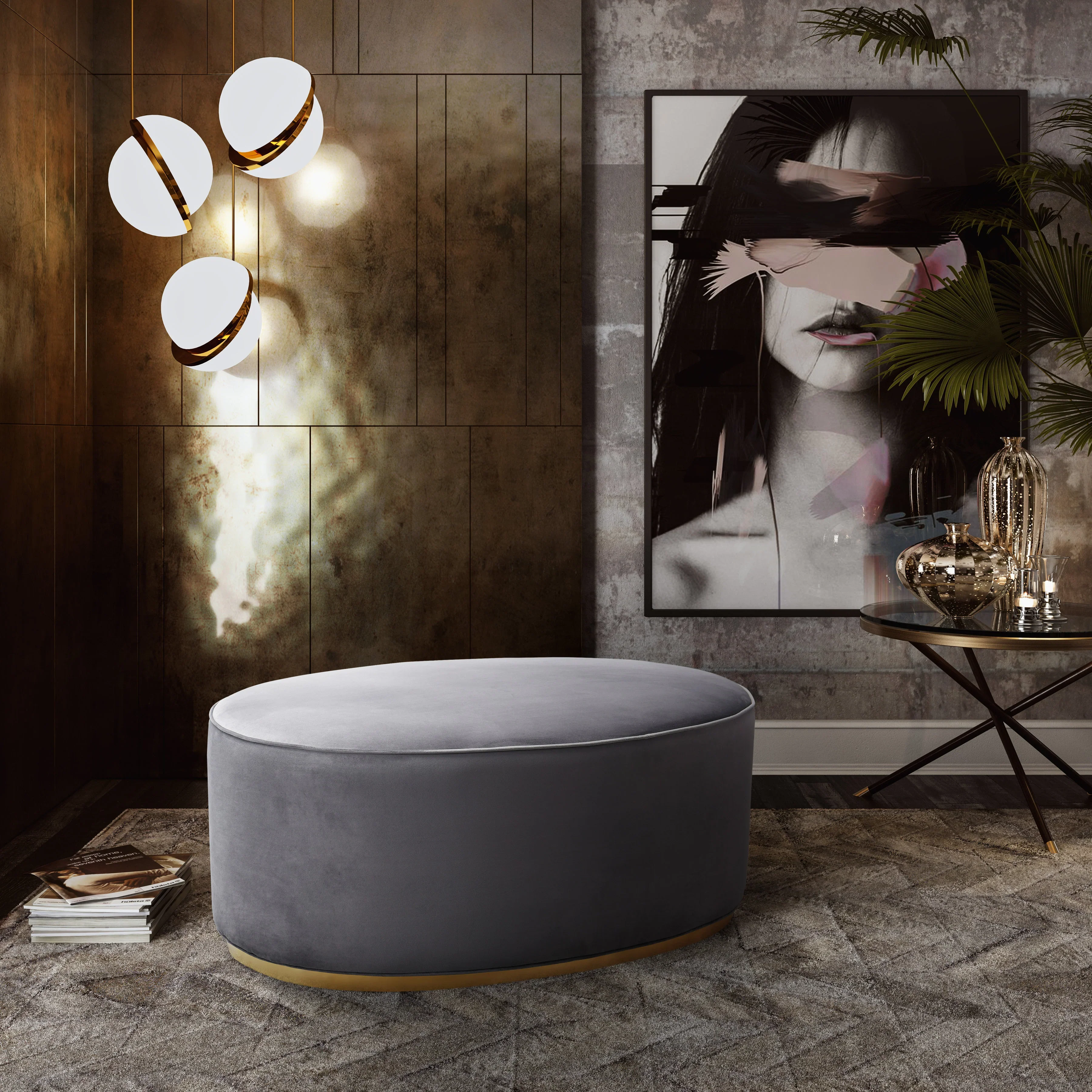 Scarlett Performance Velvet Oval Ottoman - Image 2