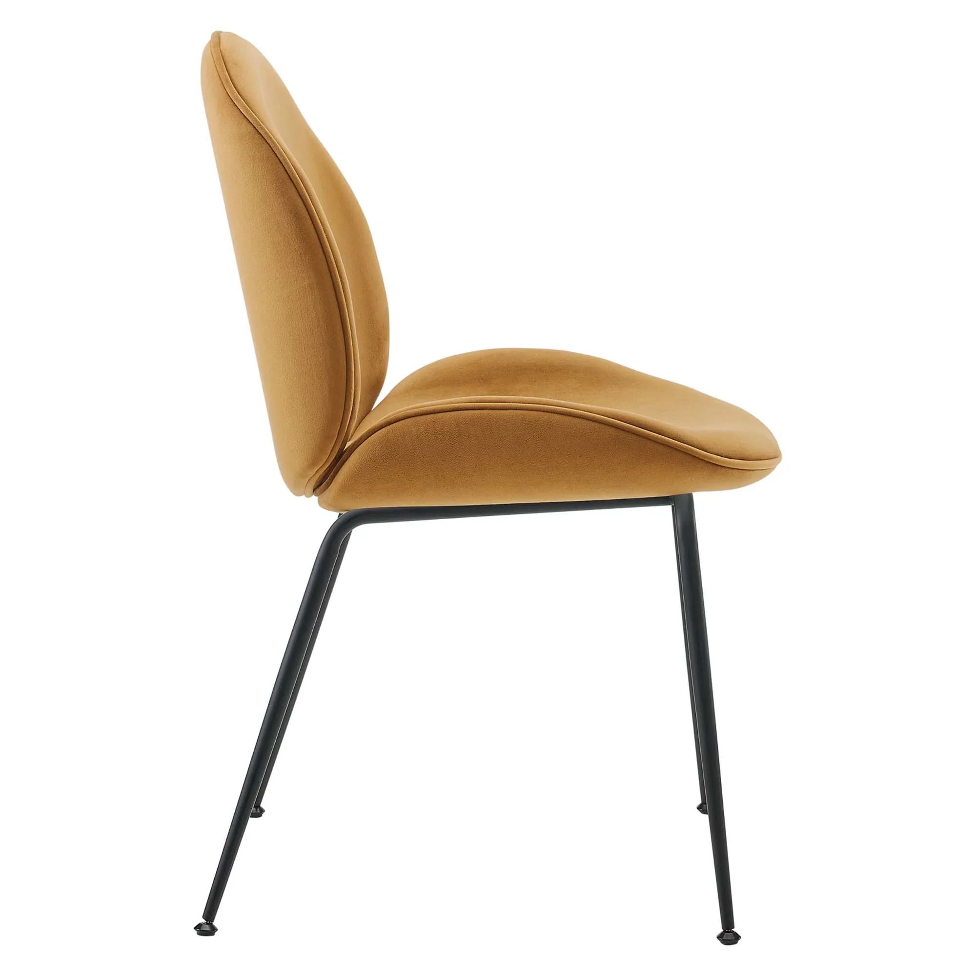 Scoop Black Powder Coated Steel Leg Performance Velvet Dining Chairs - Set of 2 - Image 3