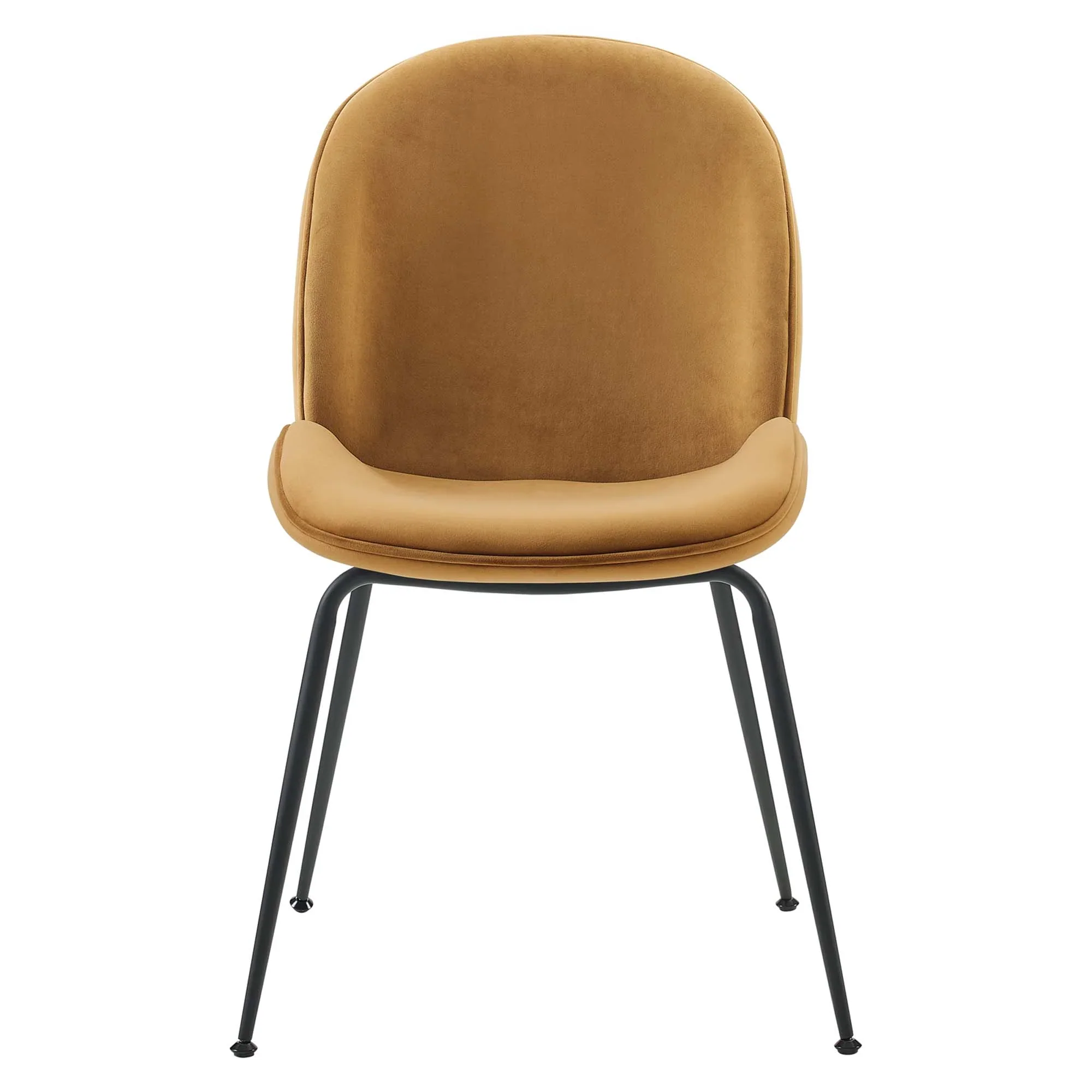 Scoop Black Powder Coated Steel Leg Performance Velvet Dining Chairs - Set of 2 - Image 4
