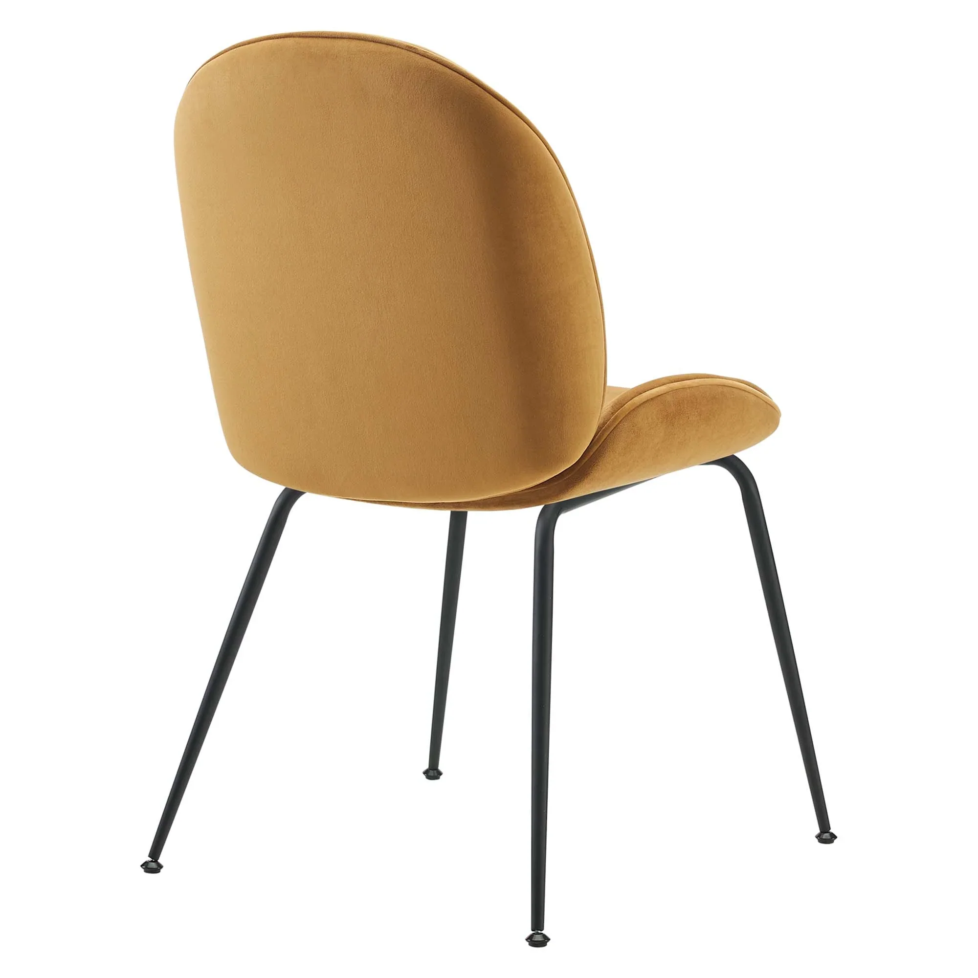 Scoop Black Powder Coated Steel Leg Performance Velvet Dining Chairs - Set of 2 - Image 5
