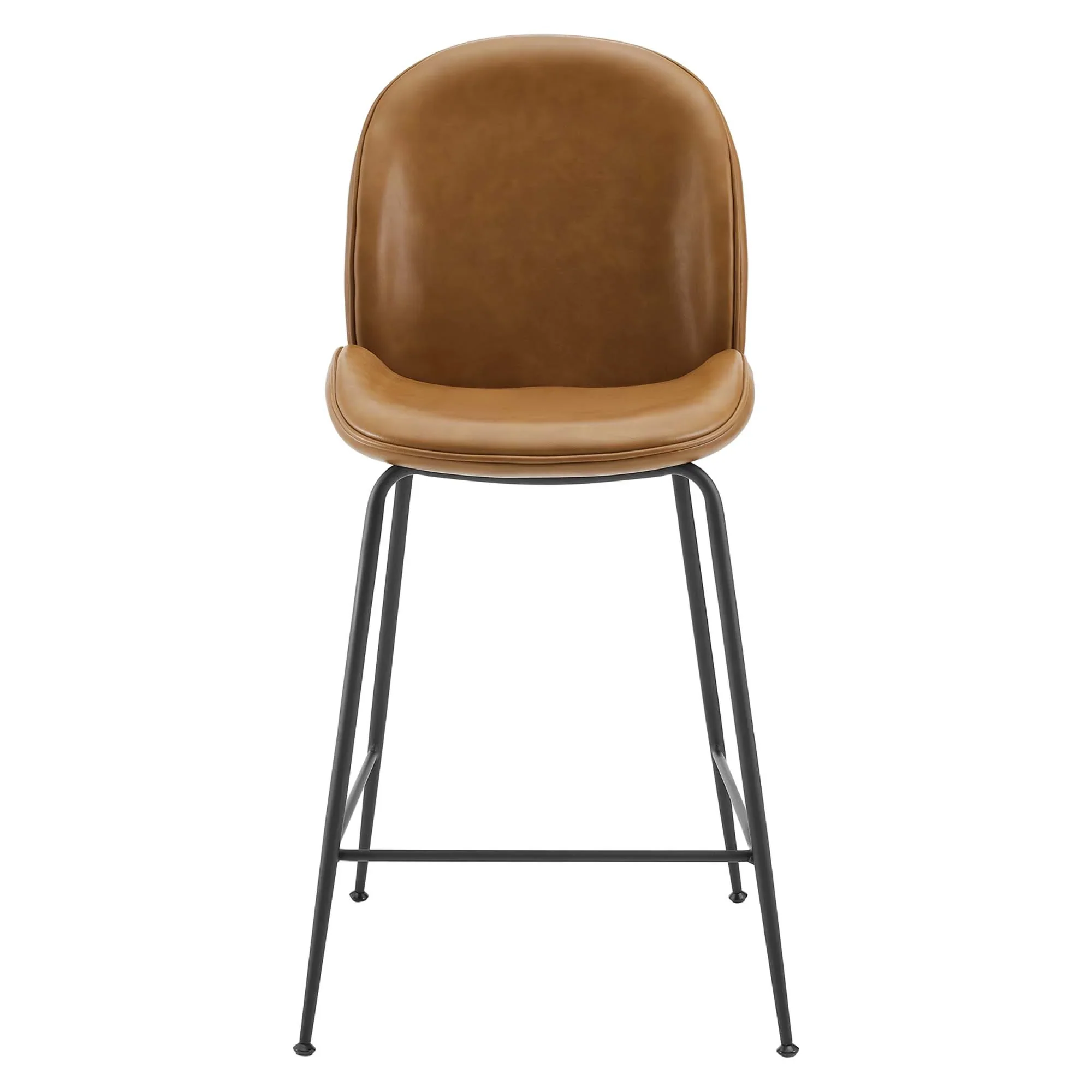Scoop Black Powder Coated Steel Leg Vegan Leather Counter Stool - Image 7
