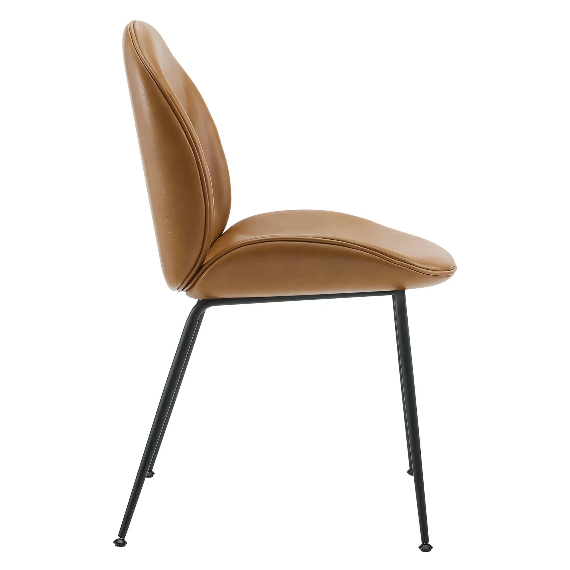 Scoop Black Powder Coated Steel Leg Vegan Leather Dining Chairs - Set of 2 - Image 3