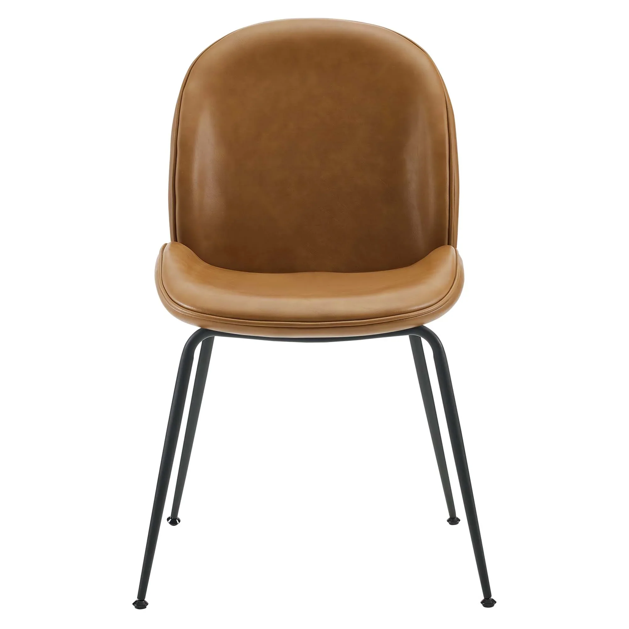 Scoop Black Powder Coated Steel Leg Vegan Leather Dining Chairs - Set of 2 - Image 5