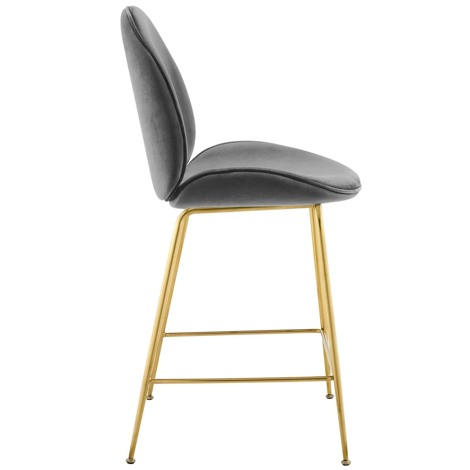 Scoop Gold Stainless Steel Leg Performance Velvet Counter Stool - Image 3