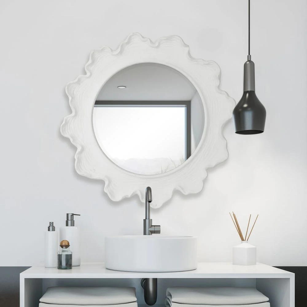 Sea Coral Round Mirror, White - Image 5