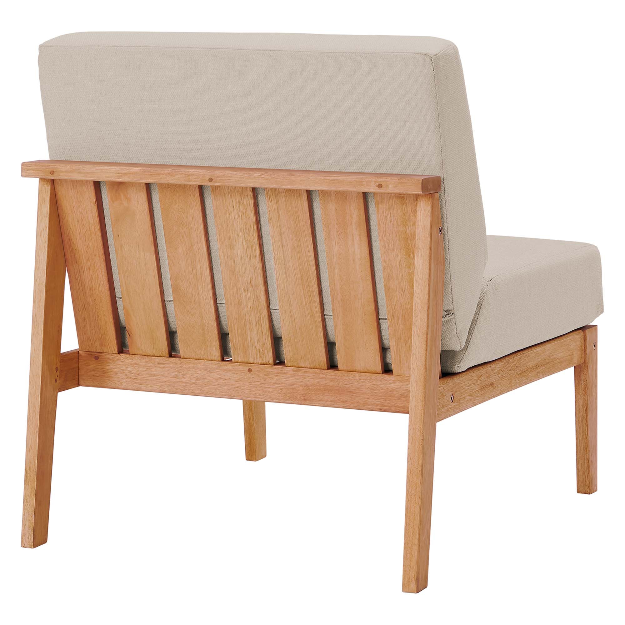 Sedona Outdoor Patio Eucalyptus Wood Sectional Sofa Armless Chair in Natural Taupe - Image 3