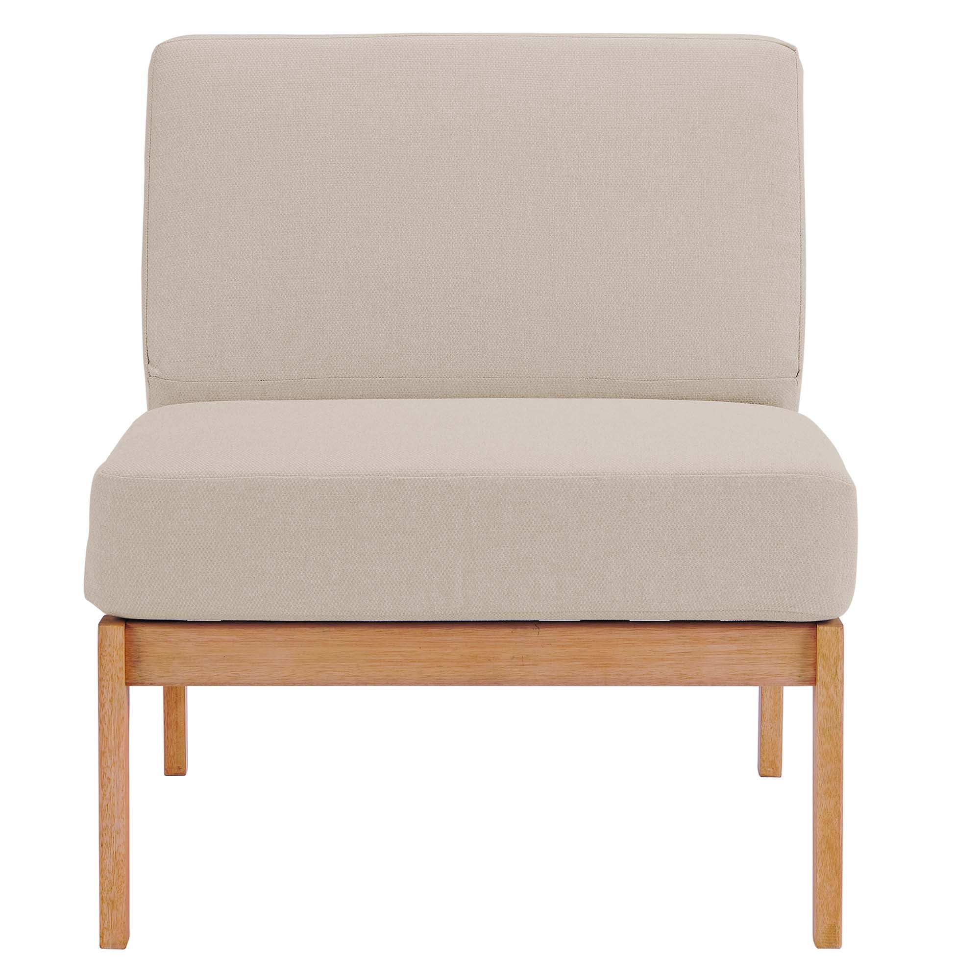 Sedona Outdoor Patio Eucalyptus Wood Sectional Sofa Armless Chair in Natural Taupe - Image 4