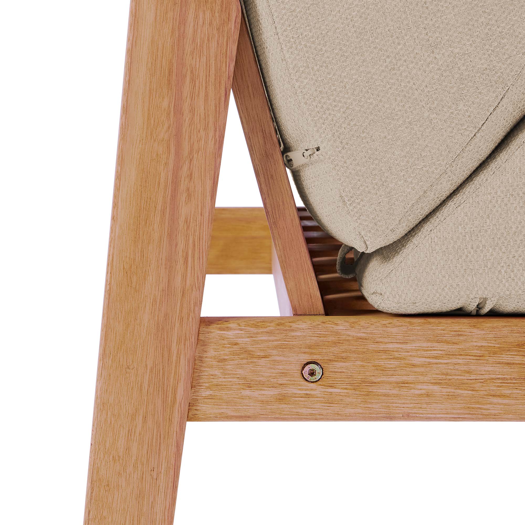 Sedona Outdoor Patio Eucalyptus Wood Sectional Sofa Armless Chair in Natural Taupe - Image 6