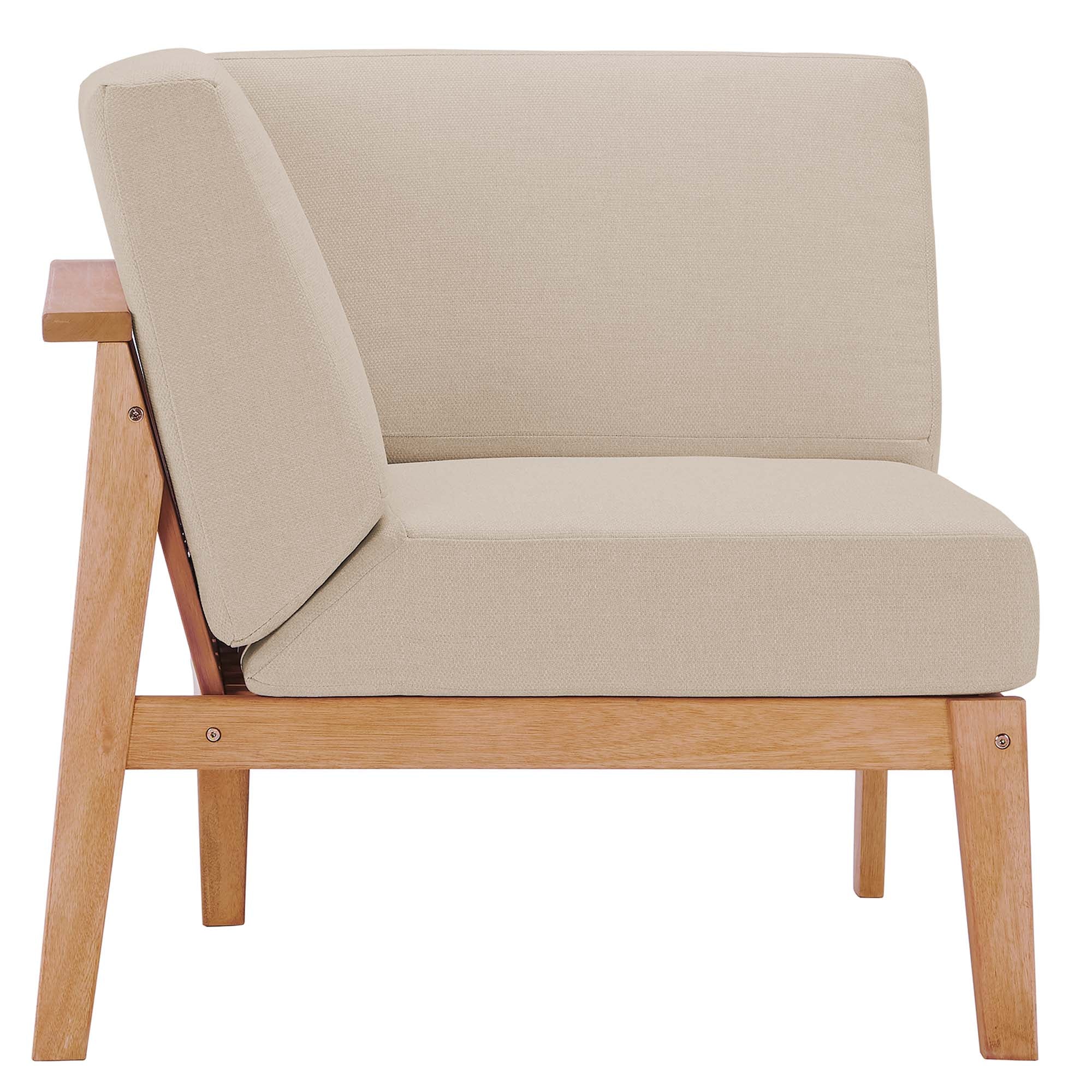 Sedona Outdoor Patio Eucalyptus Wood Sectional Sofa Corner Chair - Image 3