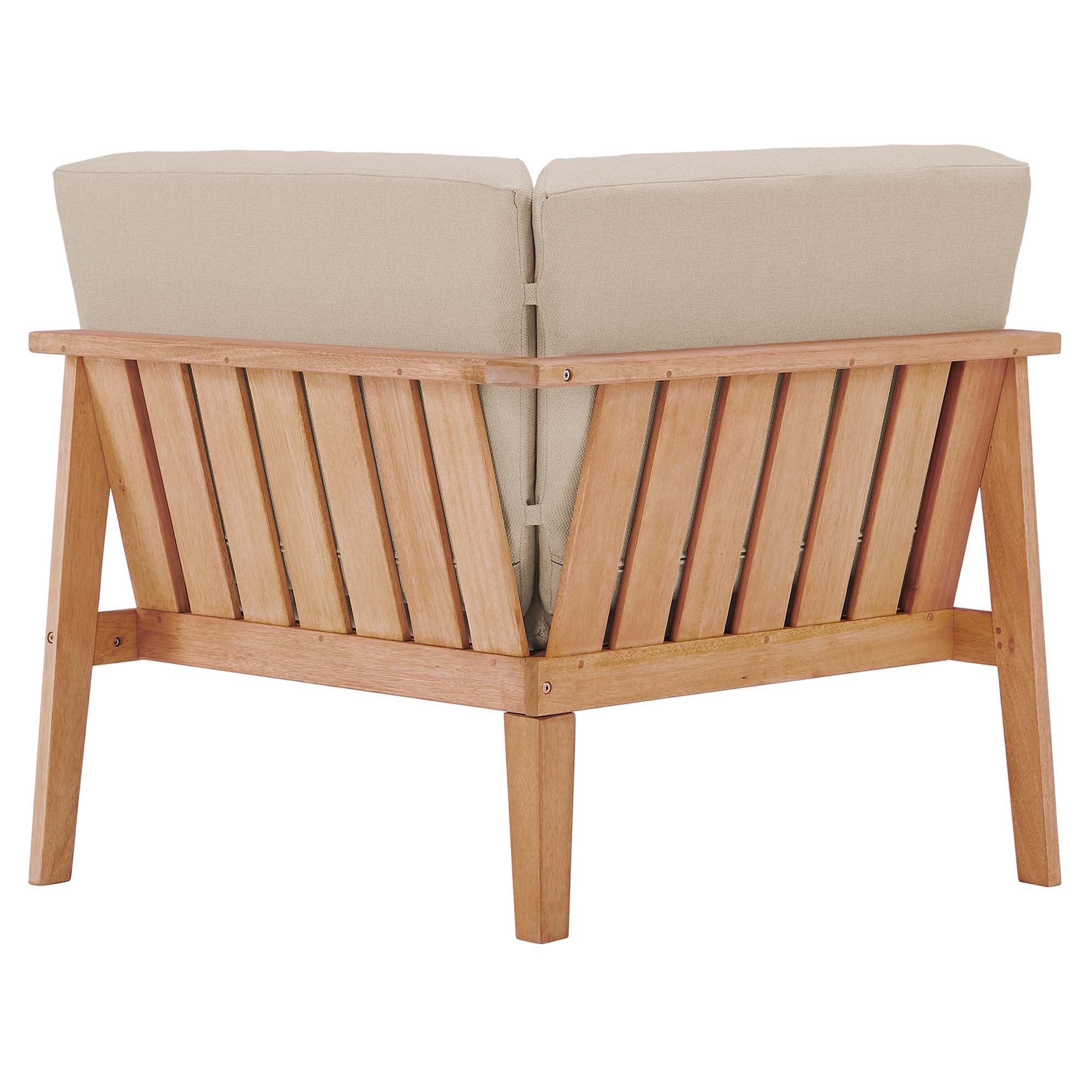 Sedona Outdoor Patio Eucalyptus Wood Sectional Sofa Corner Chair - Image 4