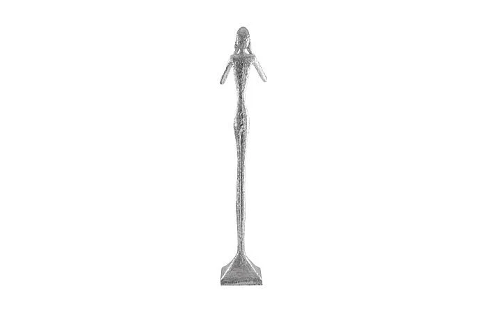 See No Evil Slender Sculpture, Large, Resin, Silver Leaf - Image 2