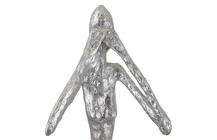 See No Evil Slender Sculpture, Small, Resin, Silver Leaf - Image 4