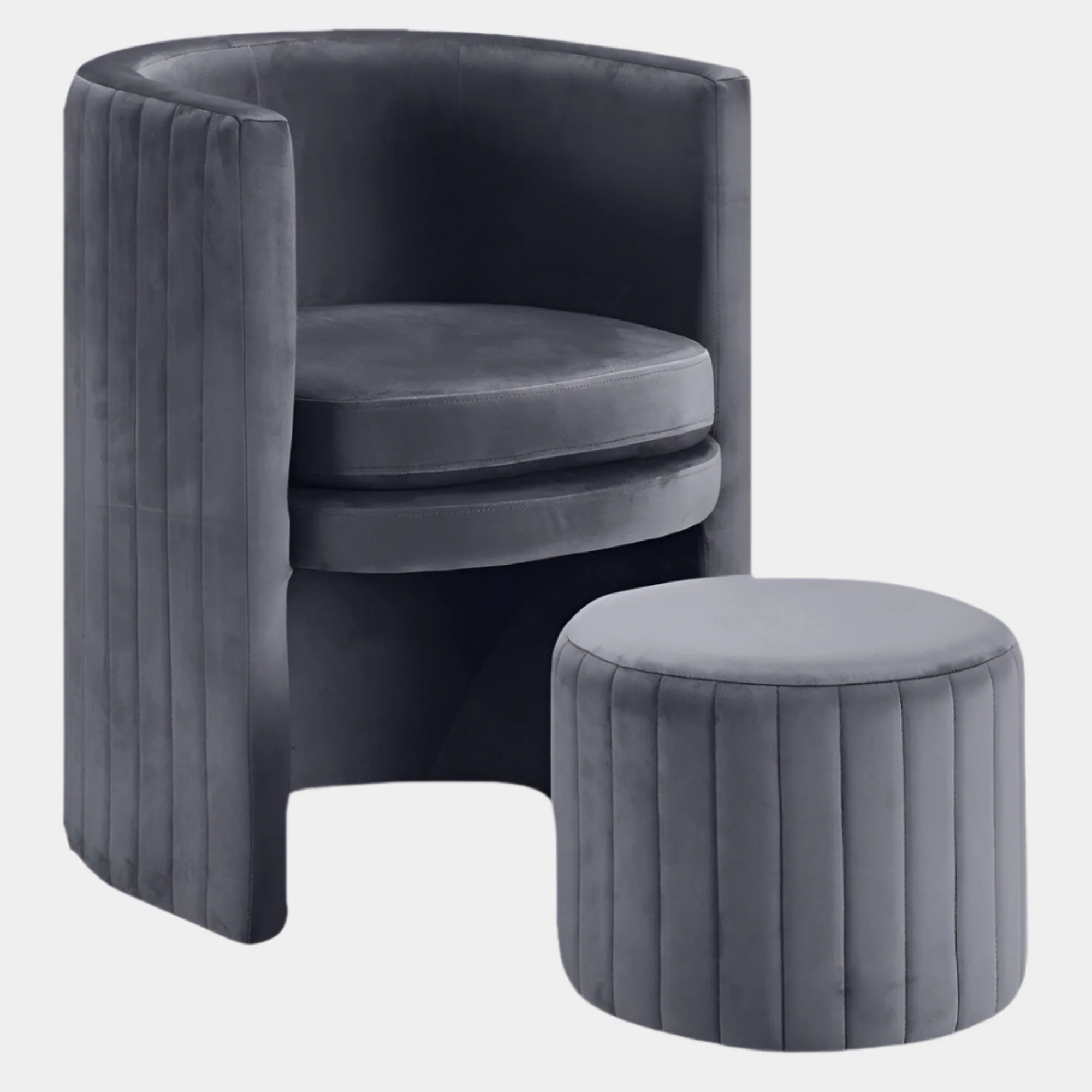 Selena Velvet Upholstered Accent Chair And Ottoman Set