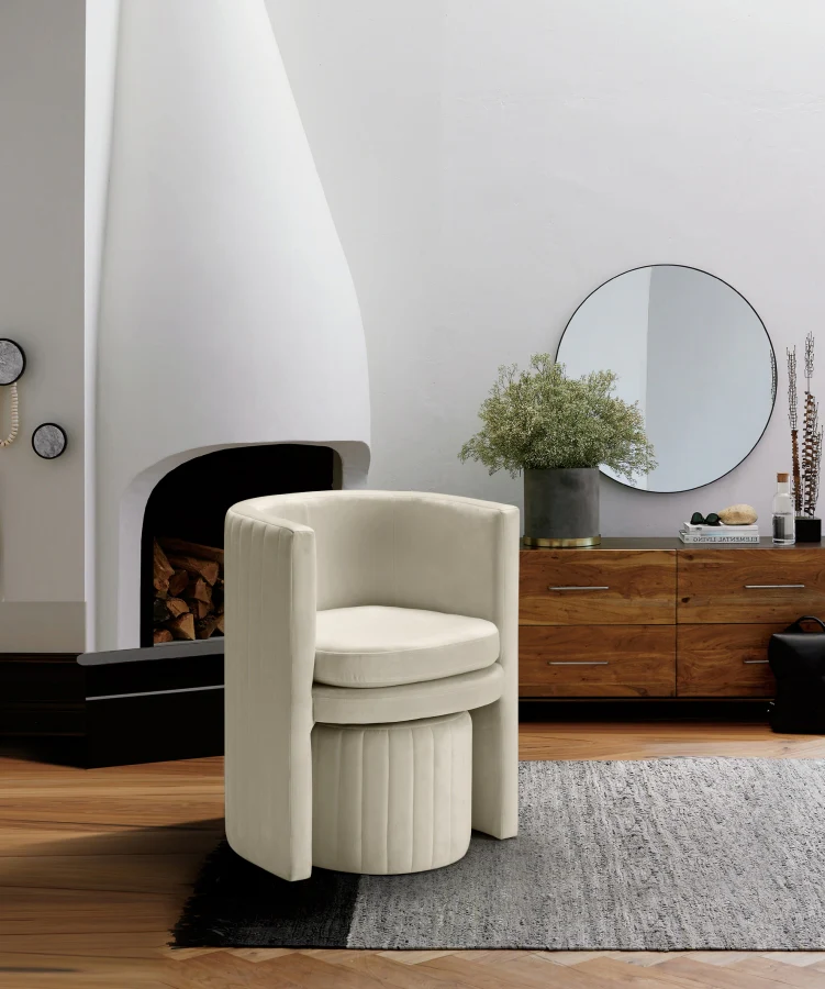 Selena Velvet Upholstered Accent Chair And Ottoman Set - Image 10
