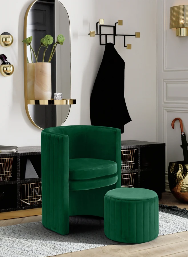 Selena Velvet Upholstered Accent Chair And Ottoman Set - Image 16