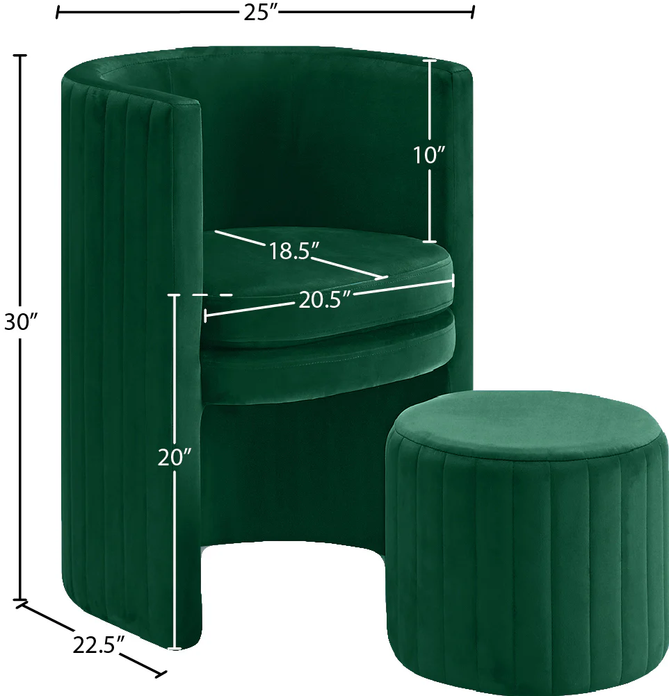 Selena Velvet Upholstered Accent Chair And Ottoman Set - Image 20