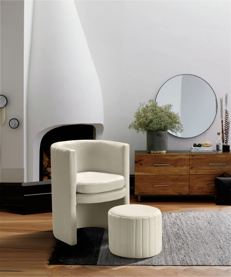 Selena Velvet Upholstered Accent Chair And Ottoman Set - Image 9