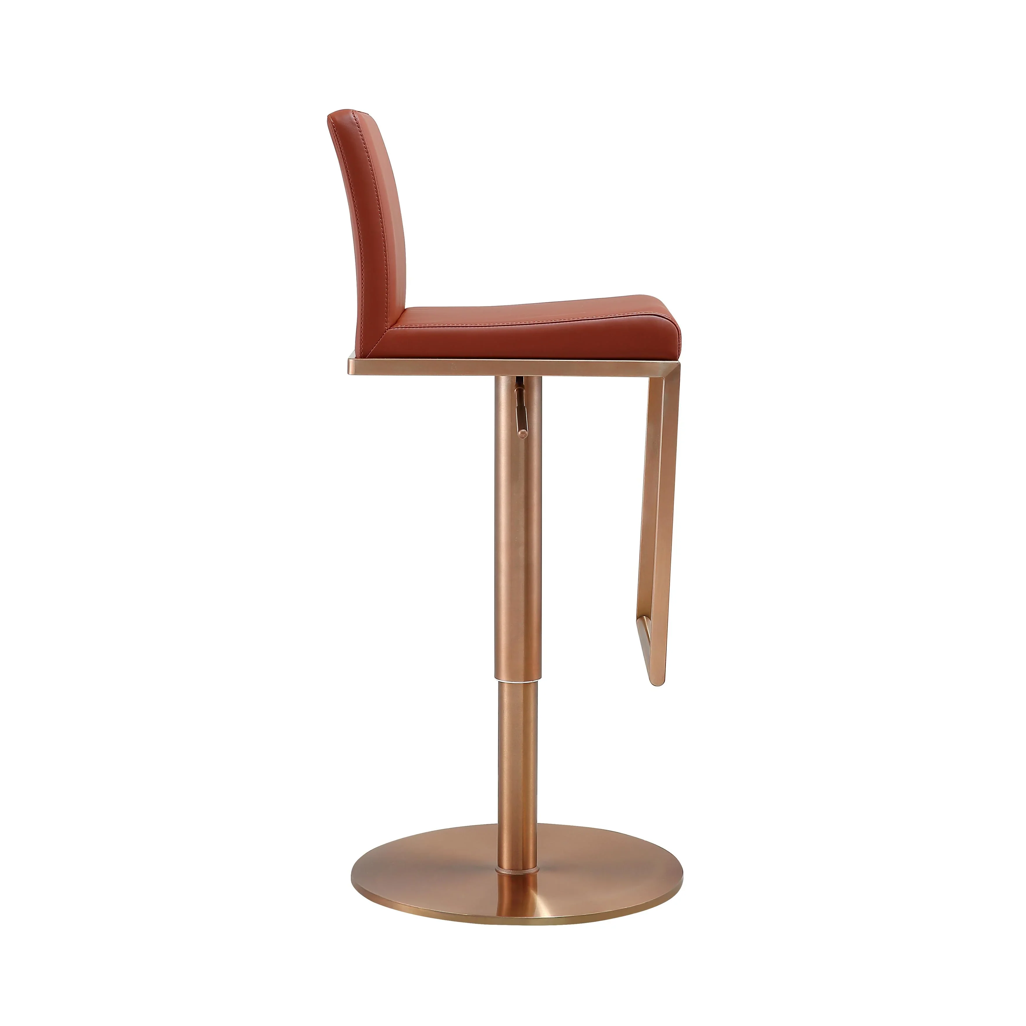 Sentinel Saddle Brown Performance Vegan Leather and Rose Gold Adjustable Stool - Image 5