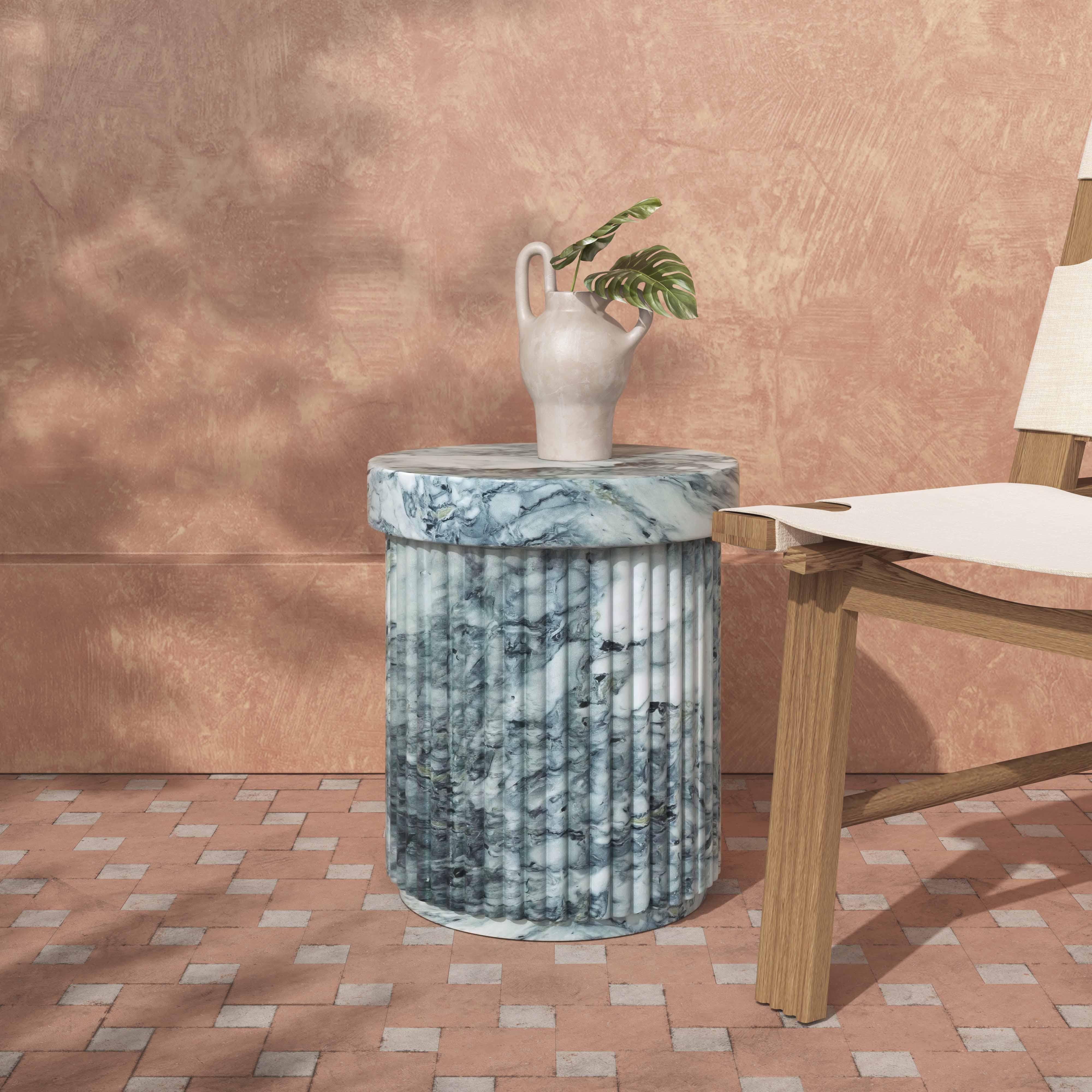 Serafina Faux Marble Concrete Indoor / Outdoor Side Table - Image 2