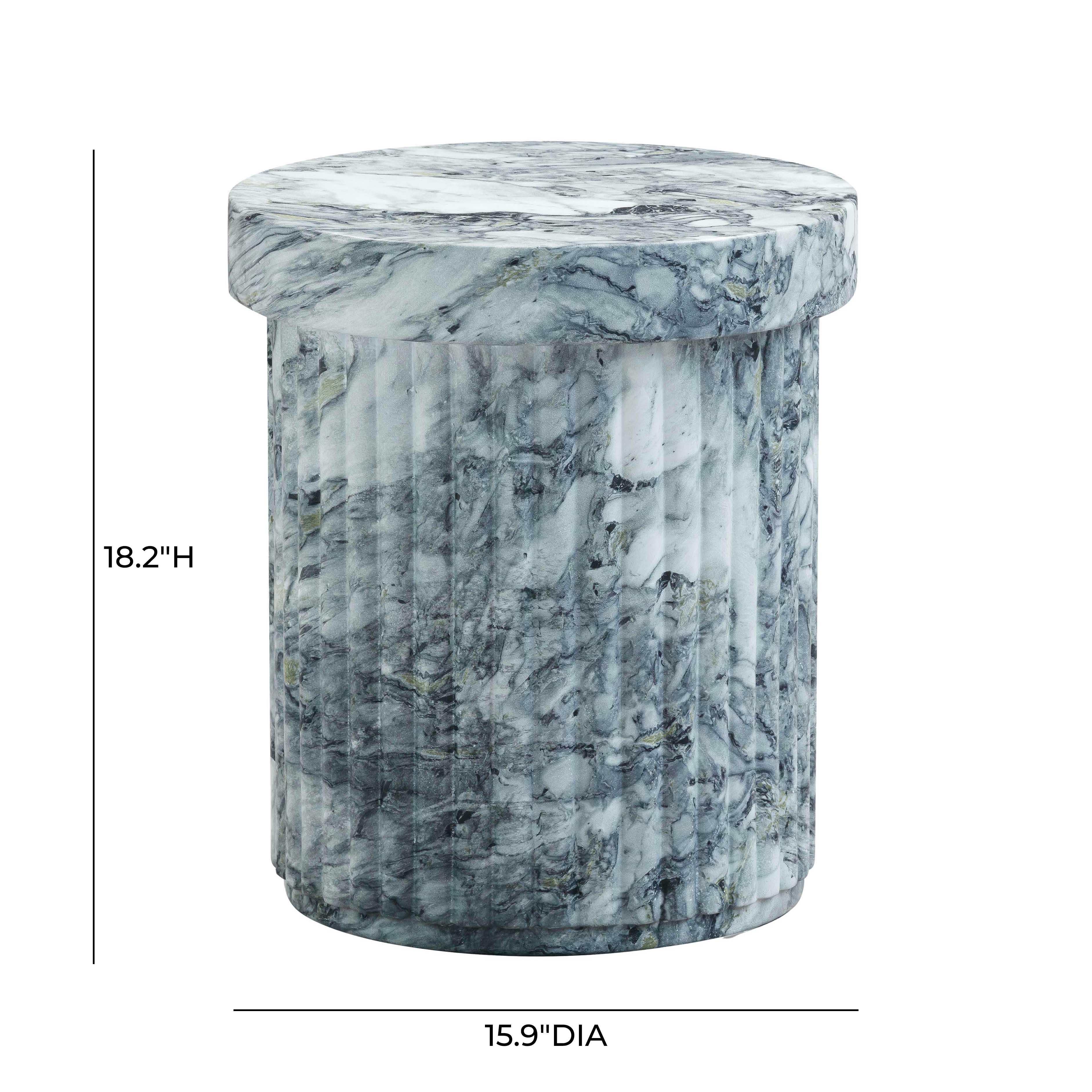 Serafina Faux Marble Concrete Indoor / Outdoor Side Table - Image 6