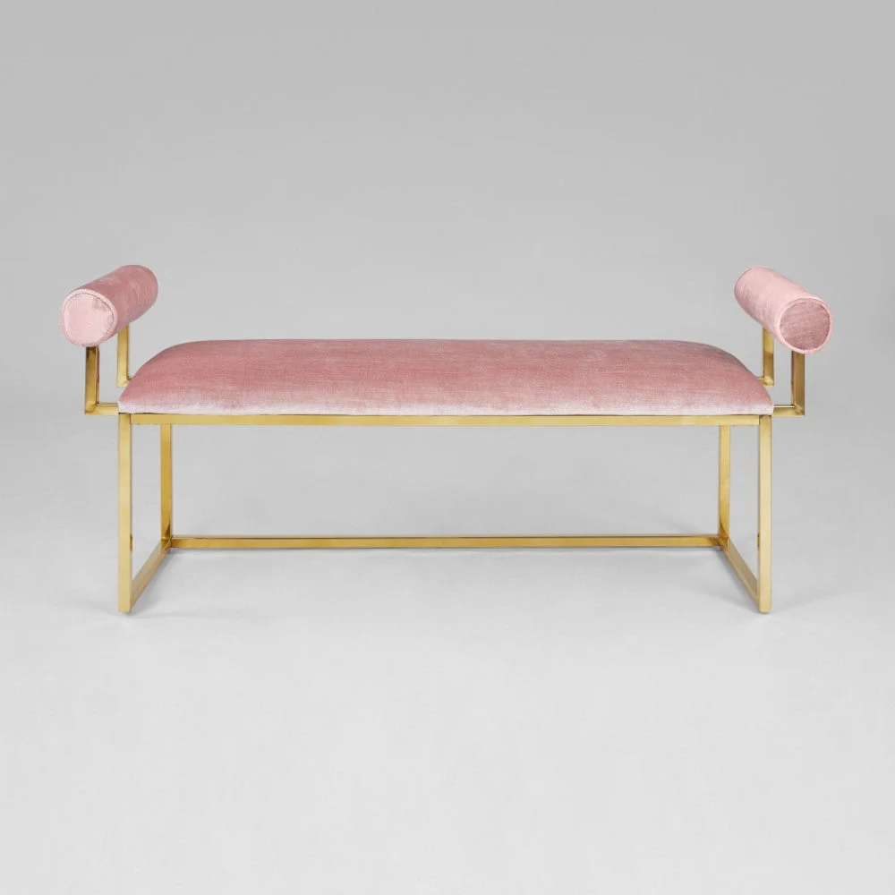 Serena Gold Bench Pink Velvet - Image 3