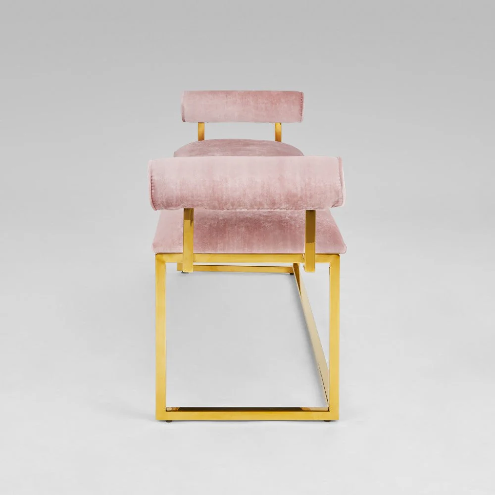 Serena Gold Bench Pink Velvet - Image 4
