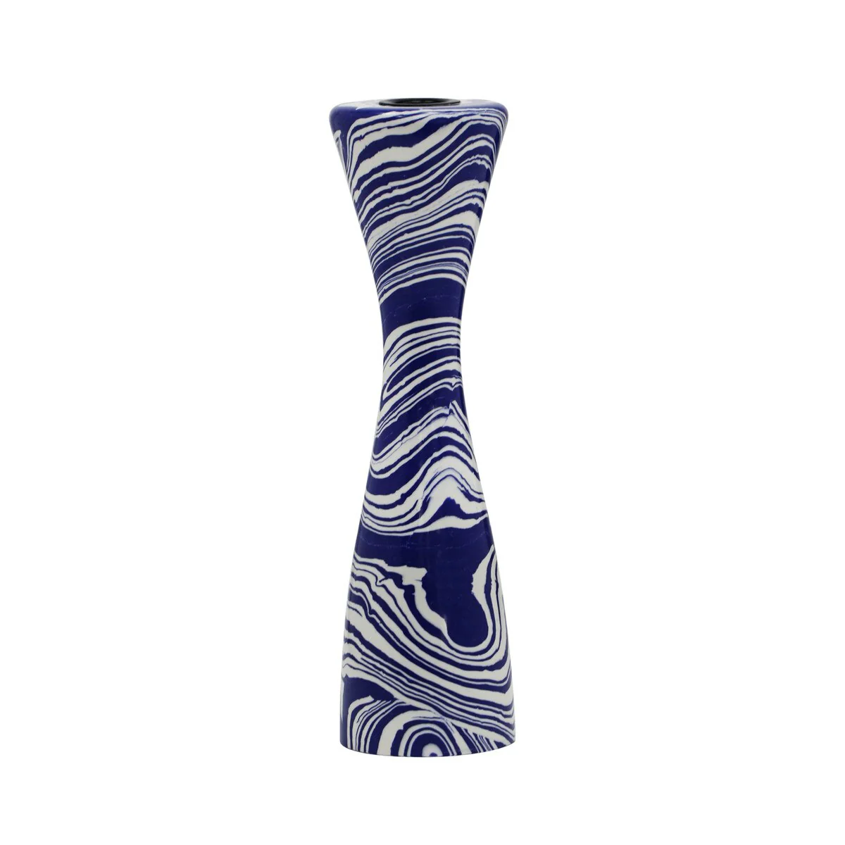 Serene Blue & White Swirl Resin Large Candlestick - Image 3